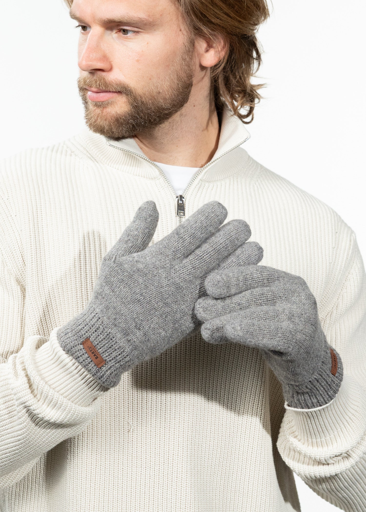 Men Haakon Gloves heather grey - Front