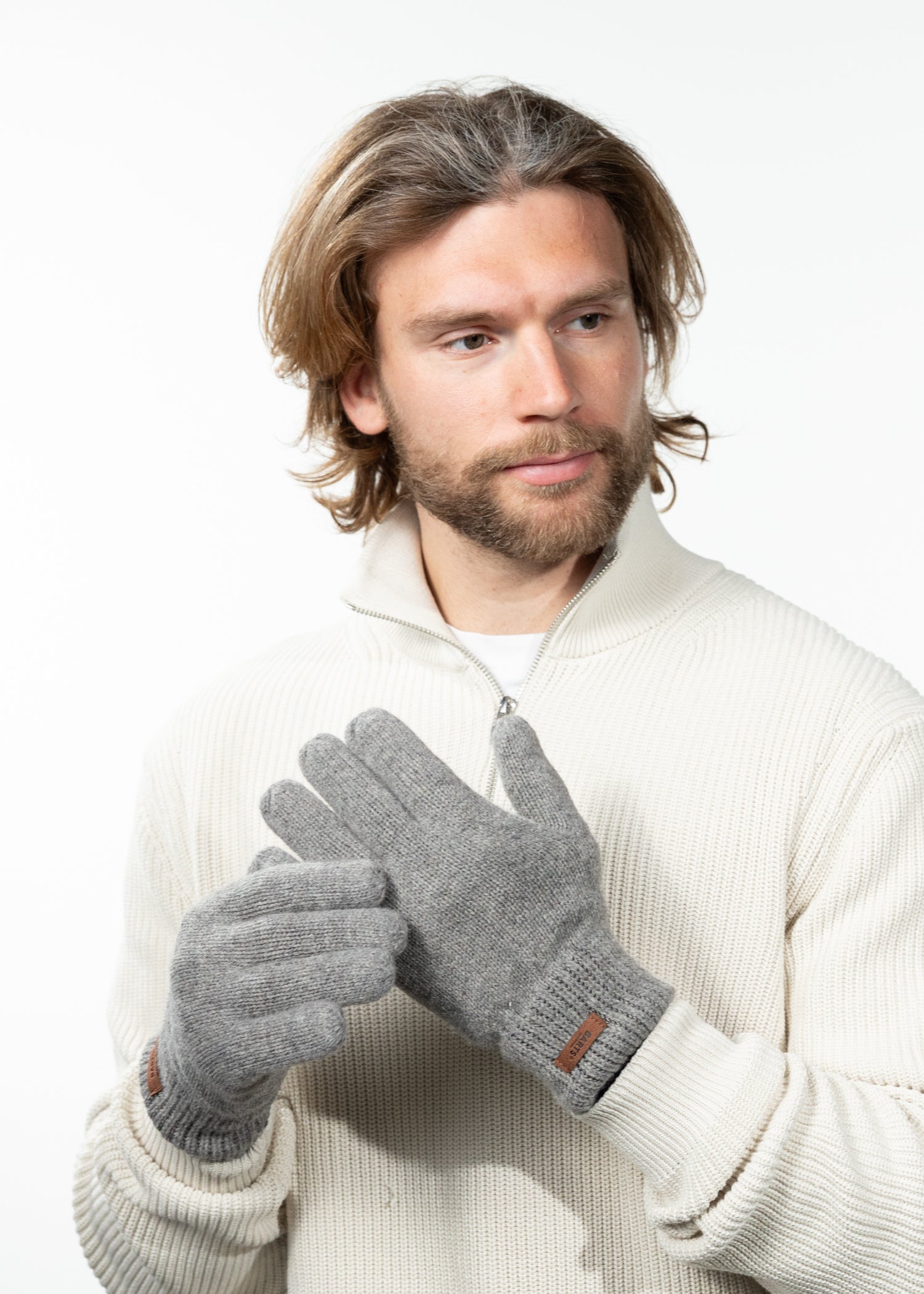 Men Haakon Gloves heather grey - Front