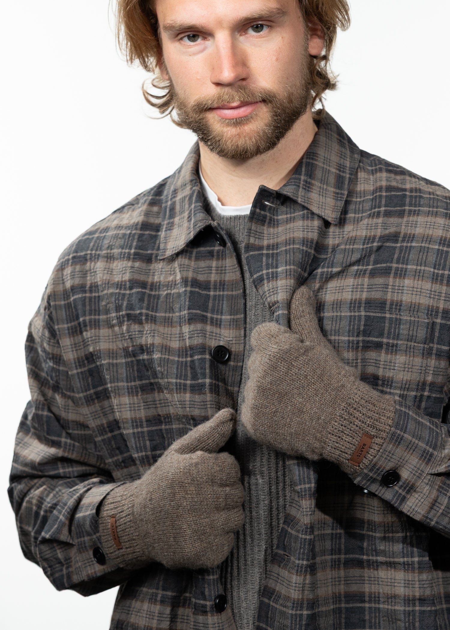 Men Haakon Gloves heather brown - Front