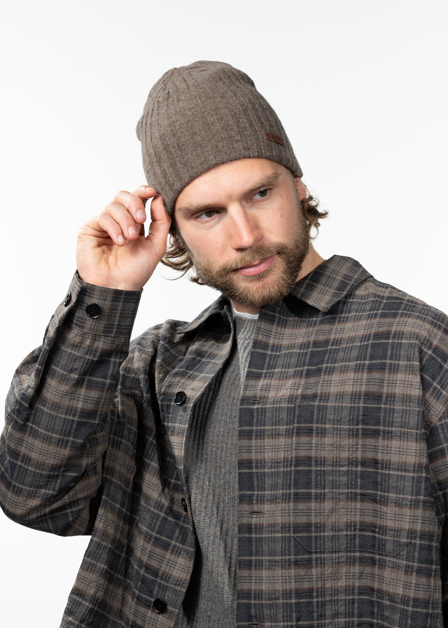 Men Haakon Beanie heather brown - Front
