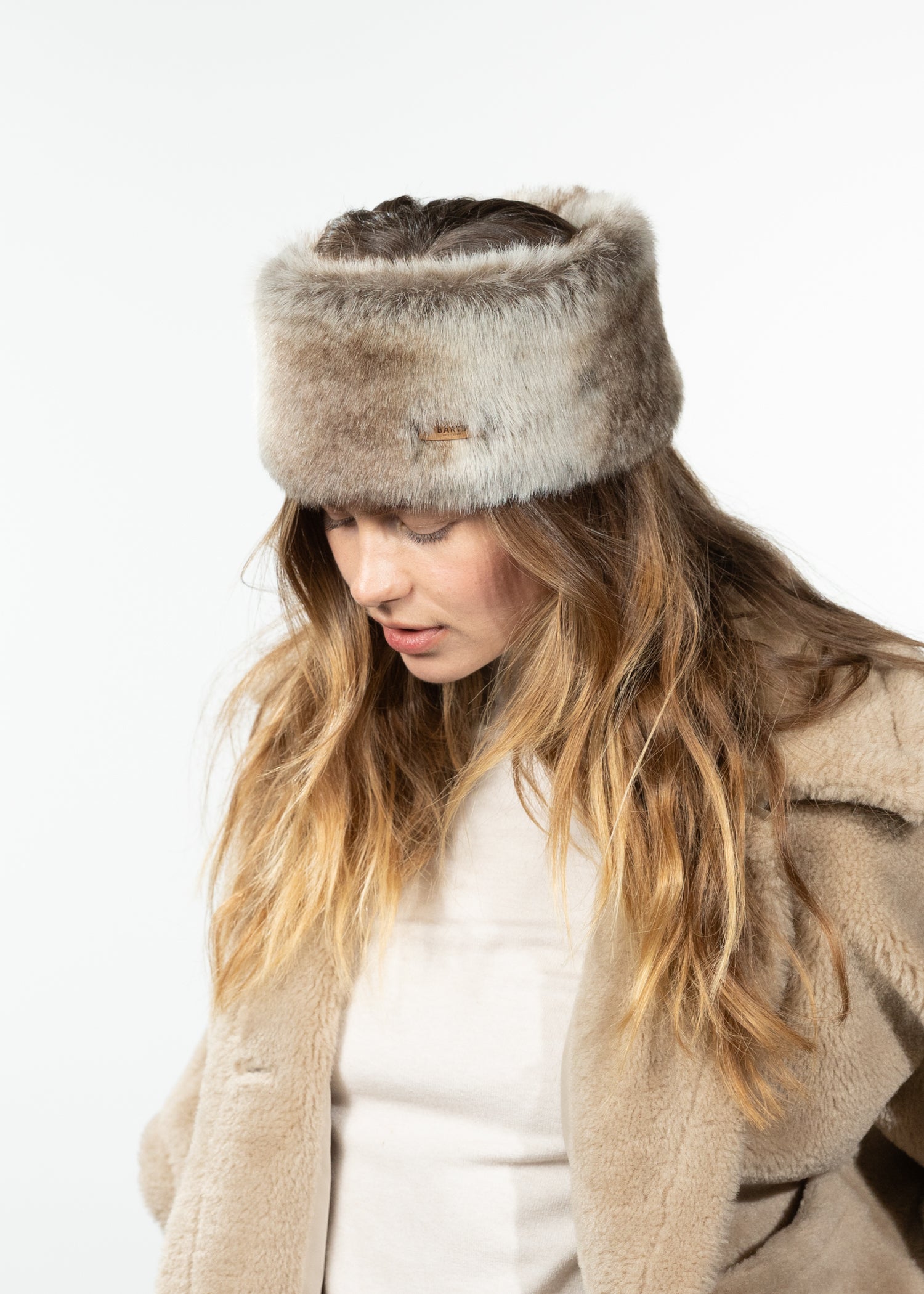 Women Fur Headband heather brown - Side