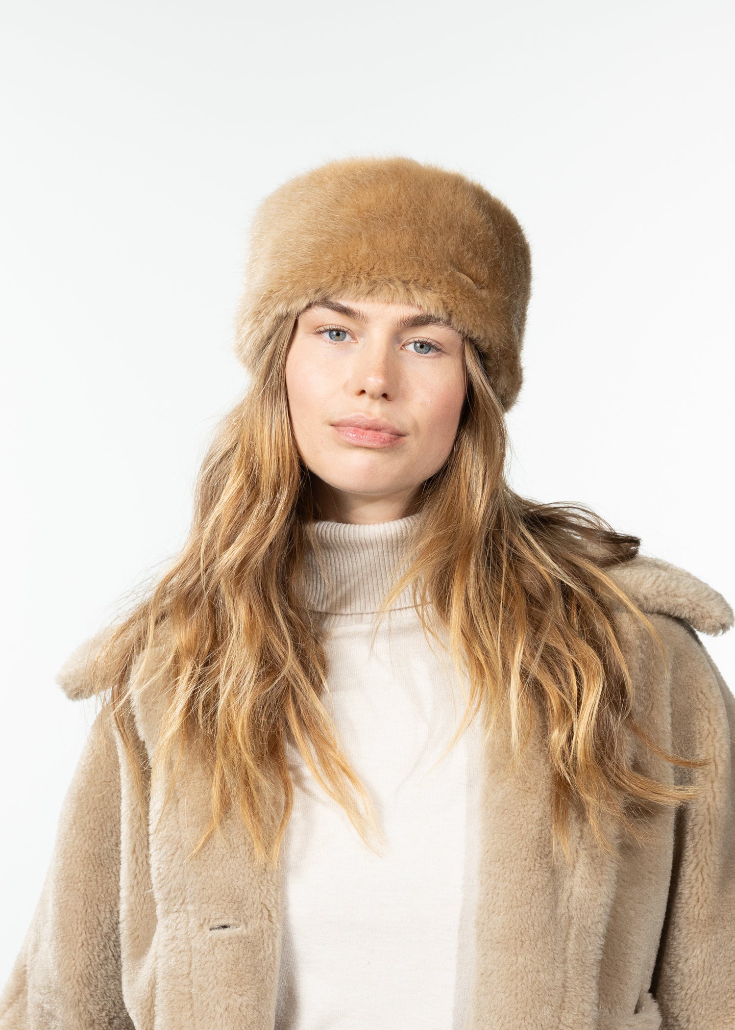 Women Fur Headband light brown - Front