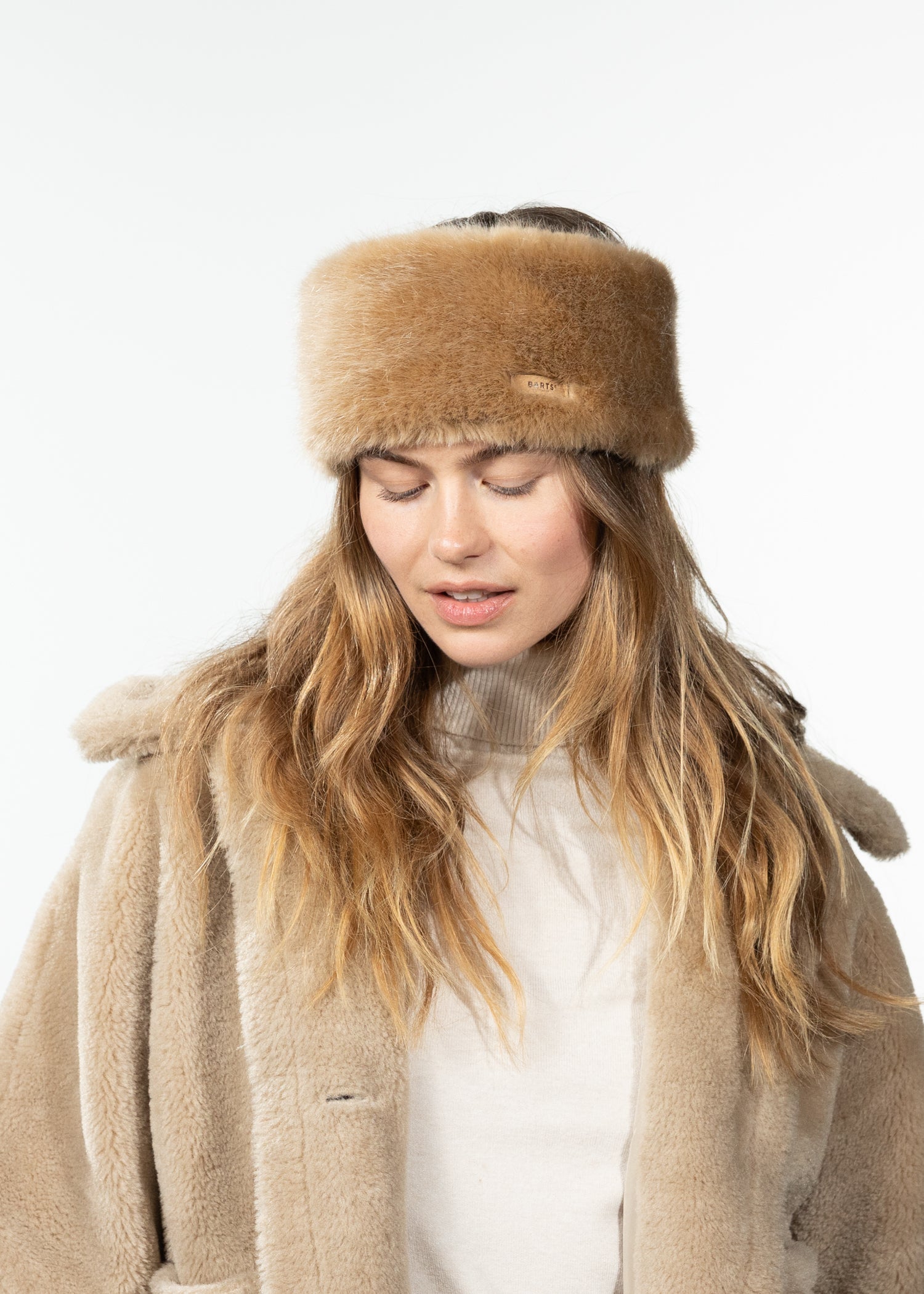 Women Fur Headband light brown - Front