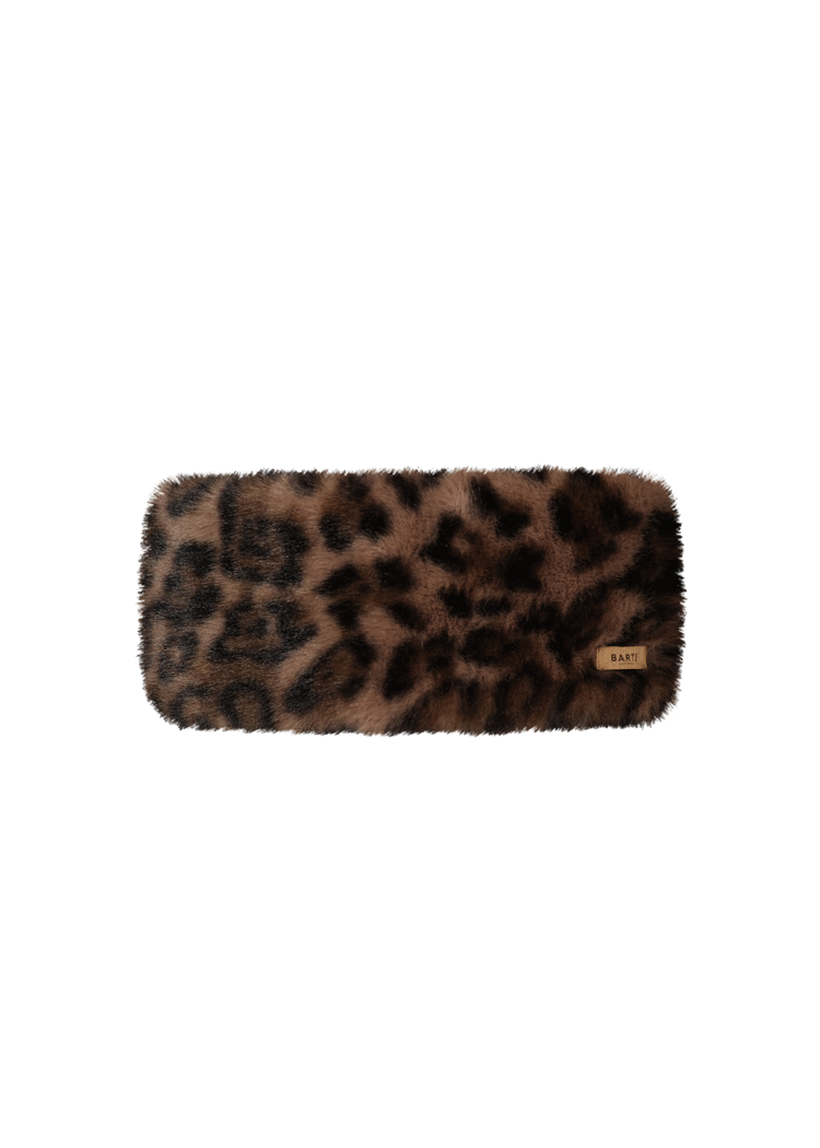 Women Fur Headband print brown