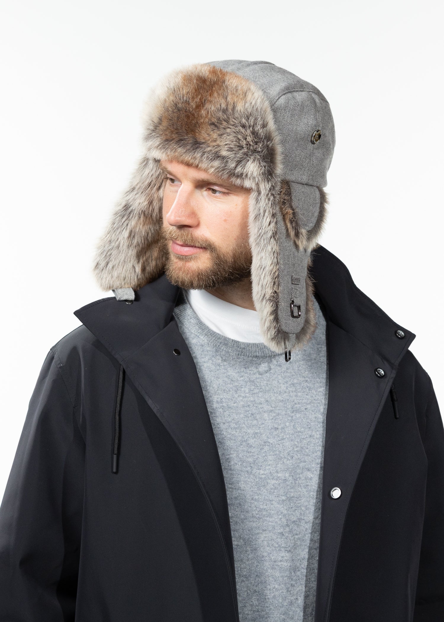 Unisex Kamikaze grey herringbone - Side
