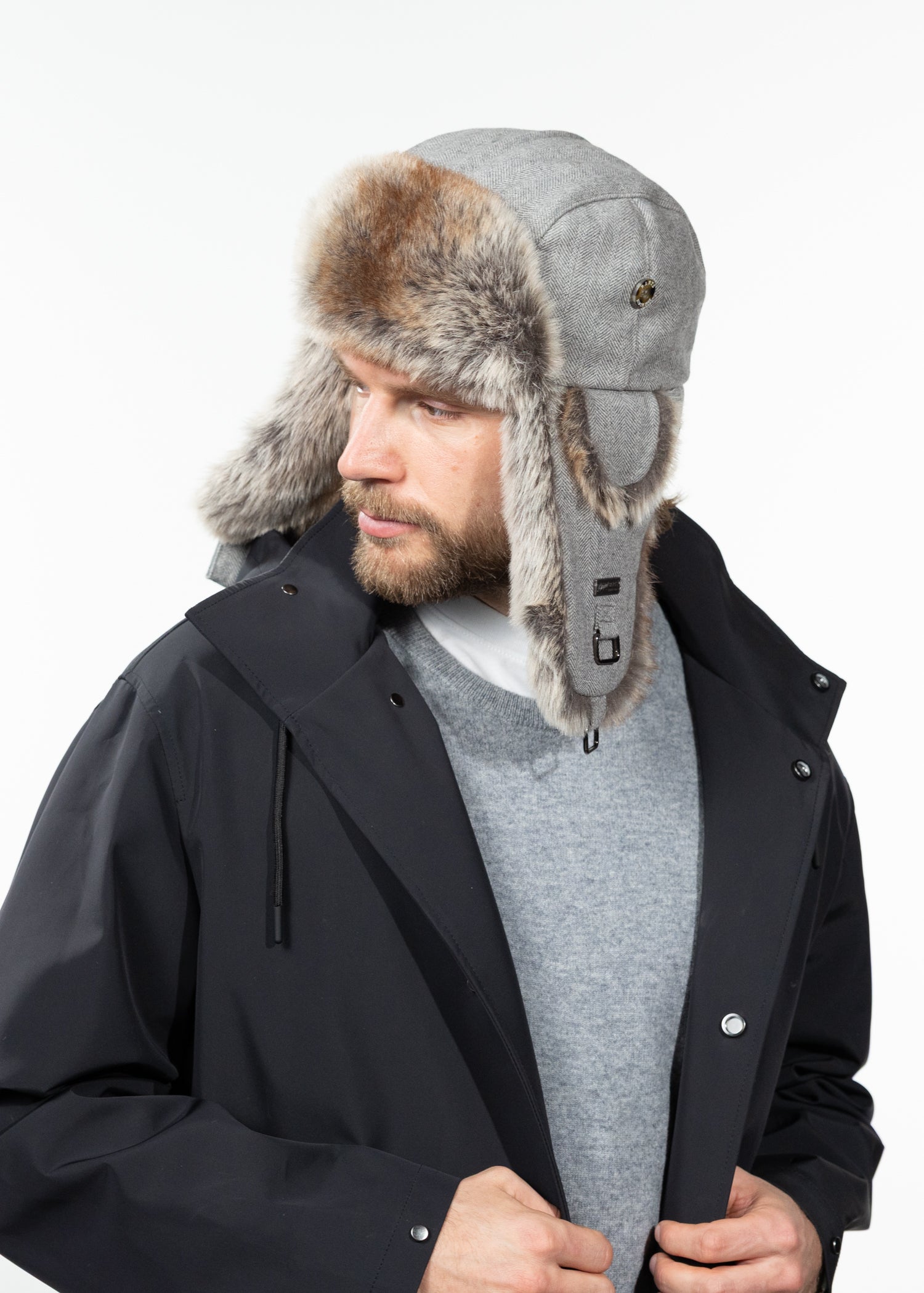 Unisex Kamikaze grey herringbone - Side