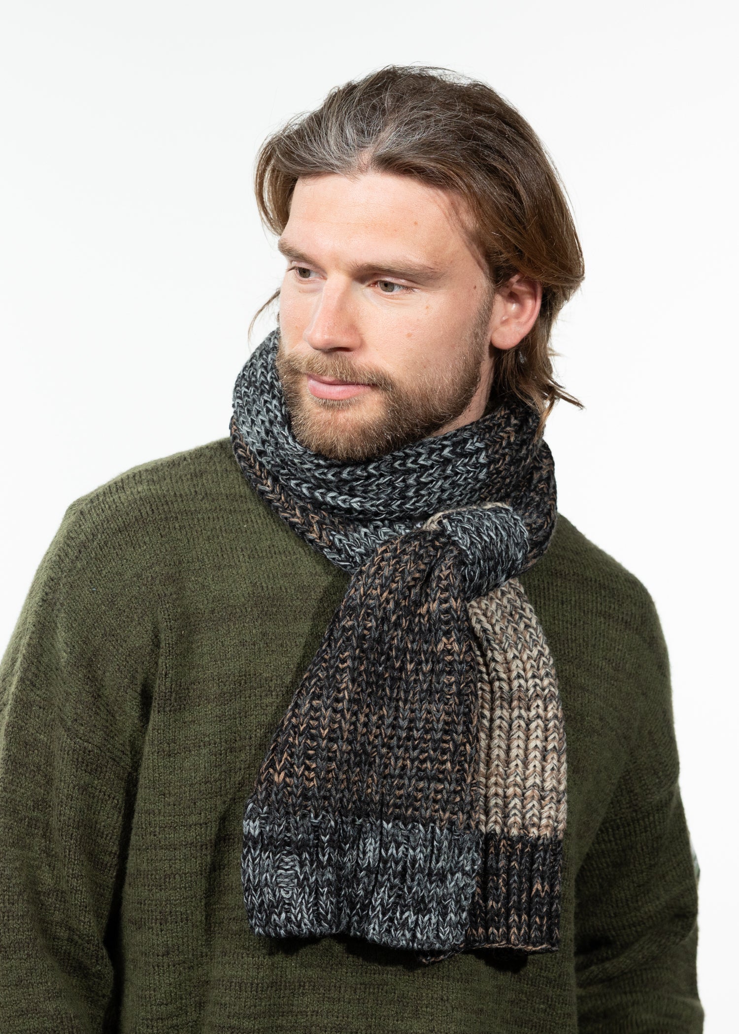Men Akotan Scarf dark heather - Front
