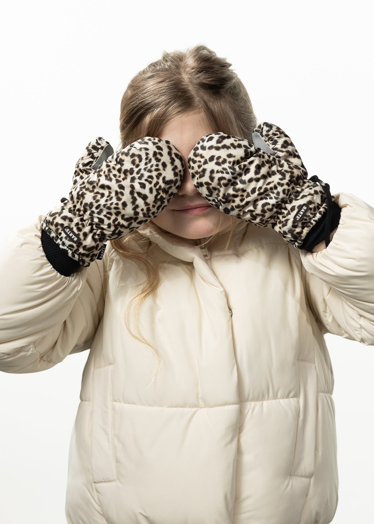 Kids Nylon Mitts Kids print beige - Front