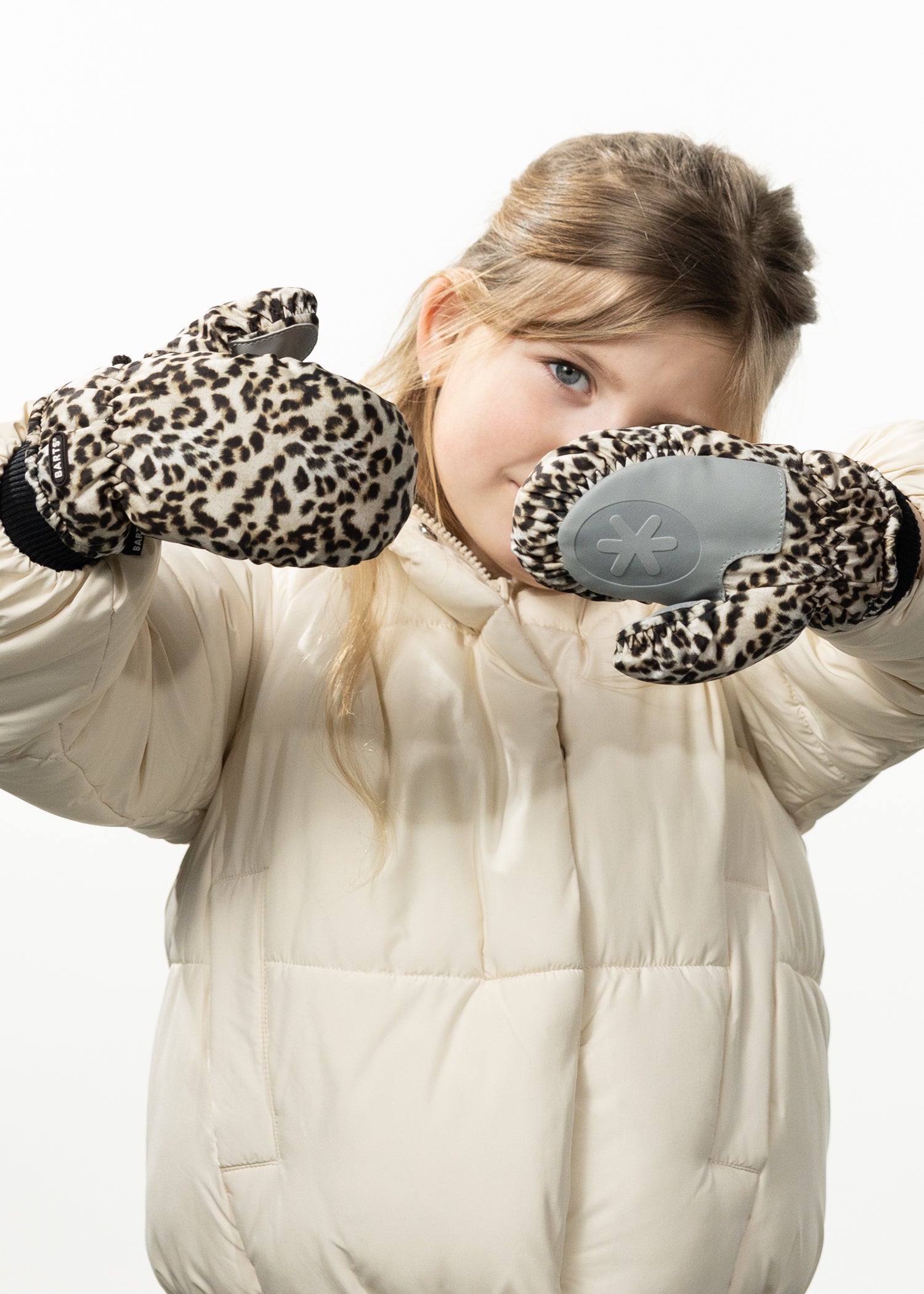 Kids Nylon Mitts Kids print beige - Front
