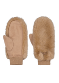 Women Fur Mitts light brown