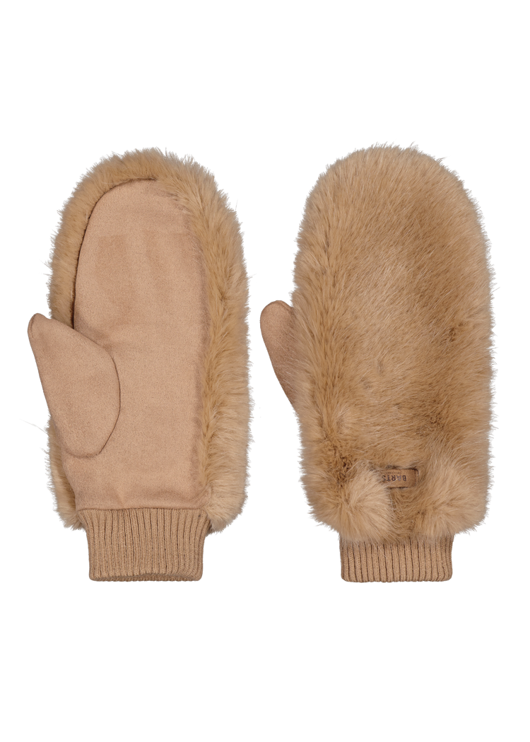 Women Fur Mitts light brown
