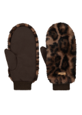 Women Fur Mitts print brown