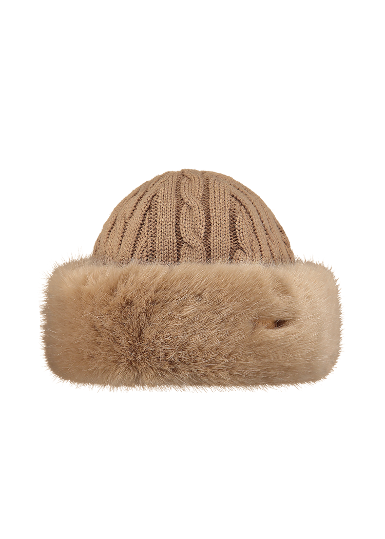 Women Fur Cable Bandhat light brown