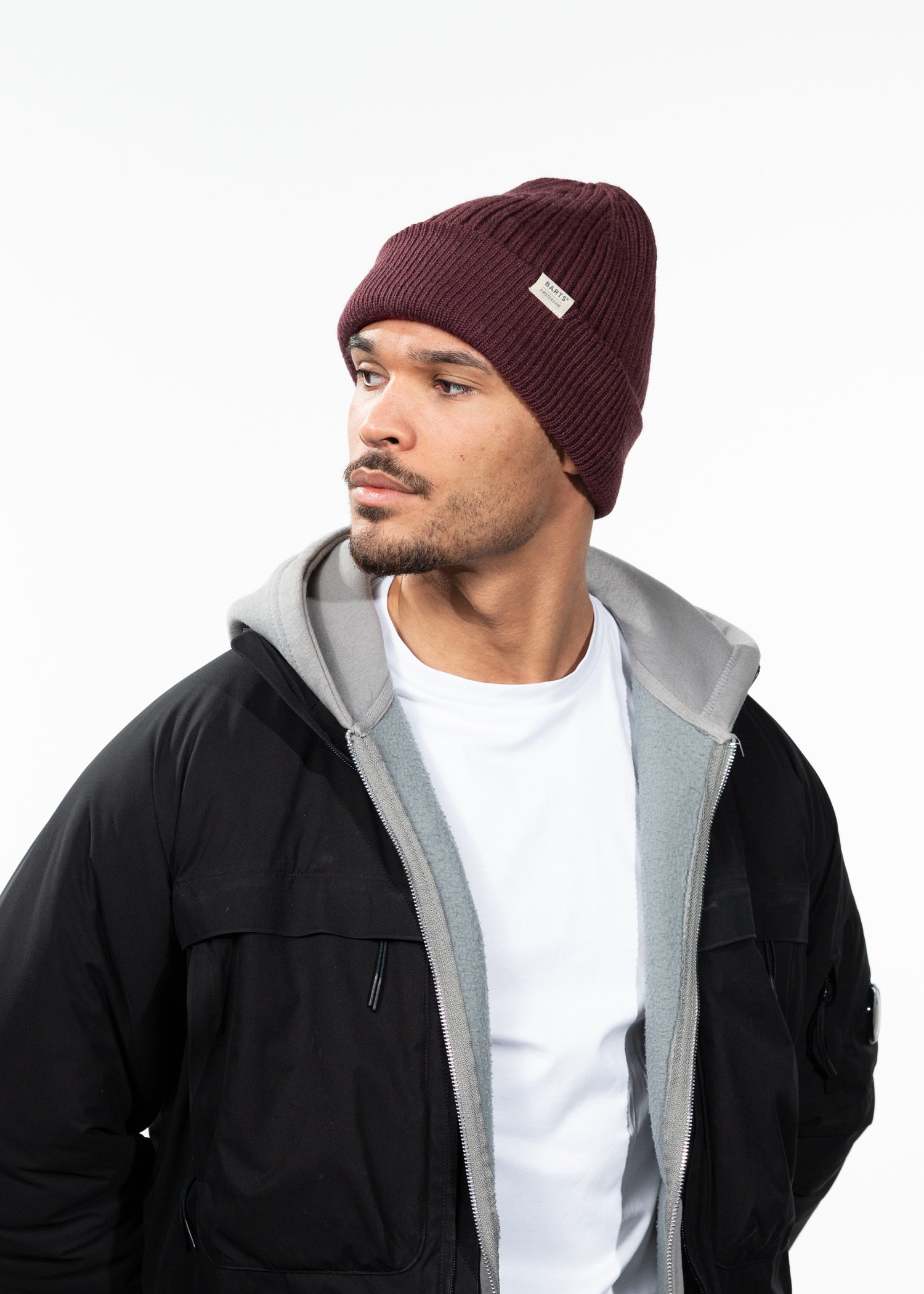Men Nieck Beanie burgundy - Side