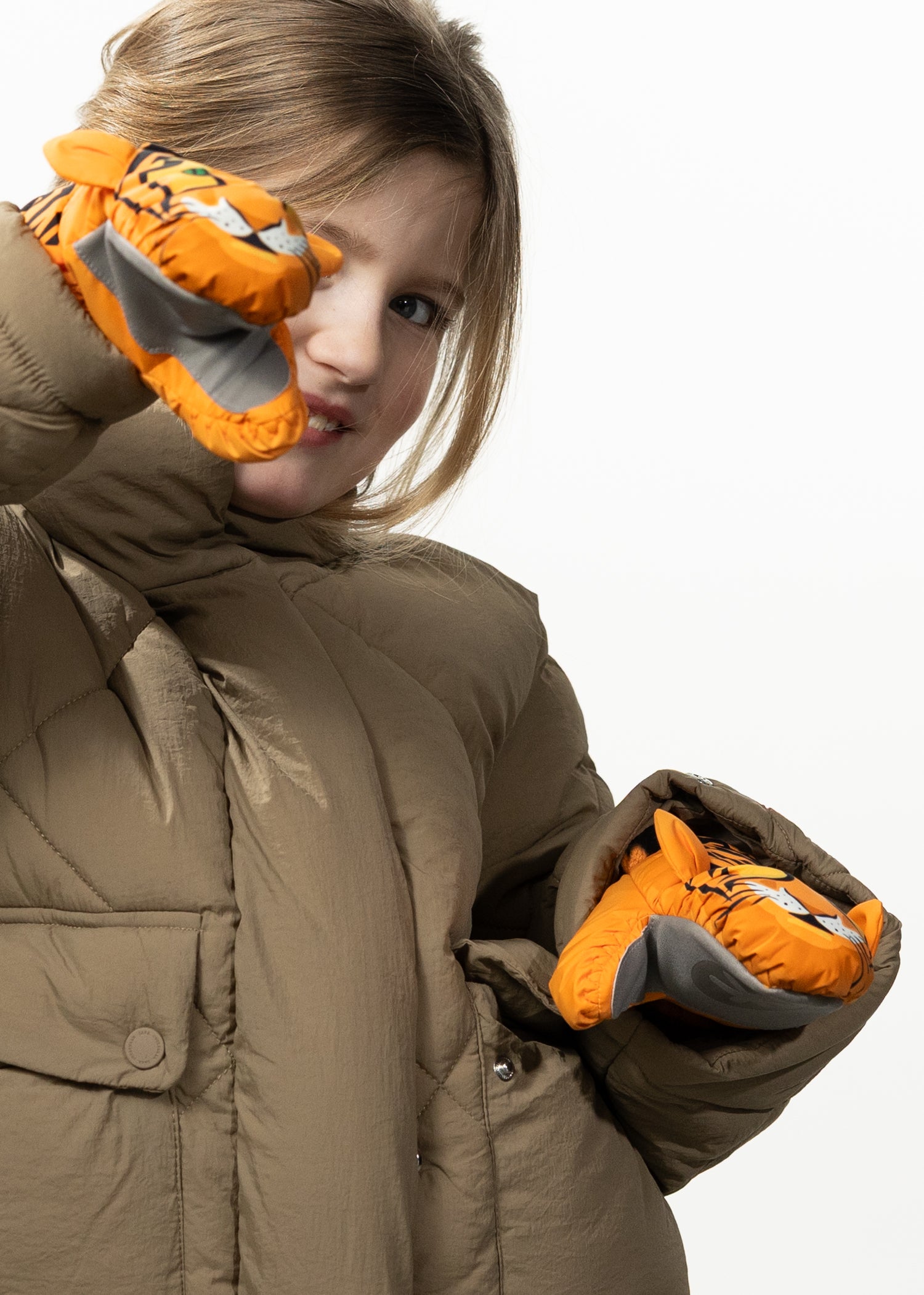 Kids Nylon Mitts 3D orange - Front