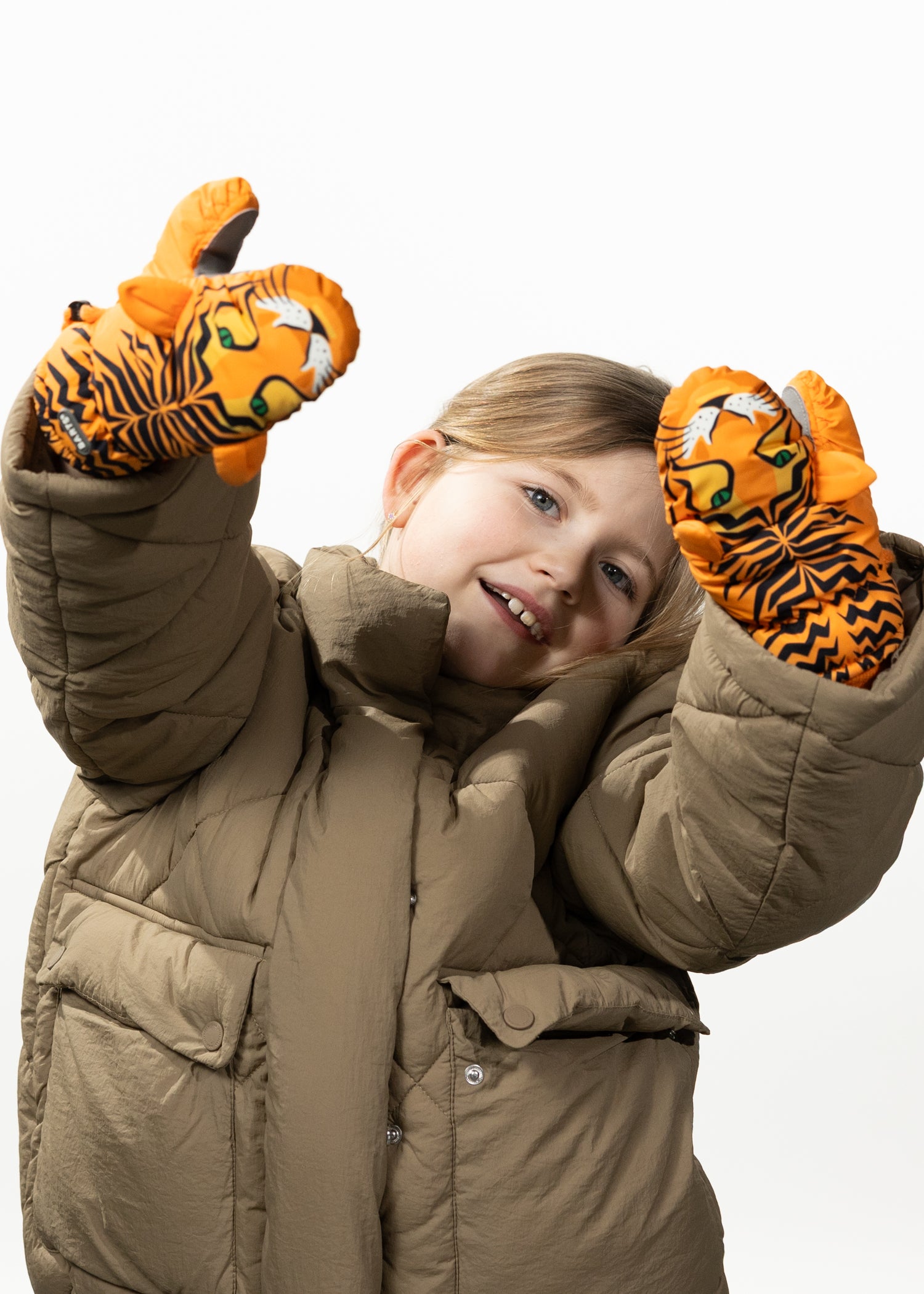 Kids Nylon Mitts 3D orange - Front