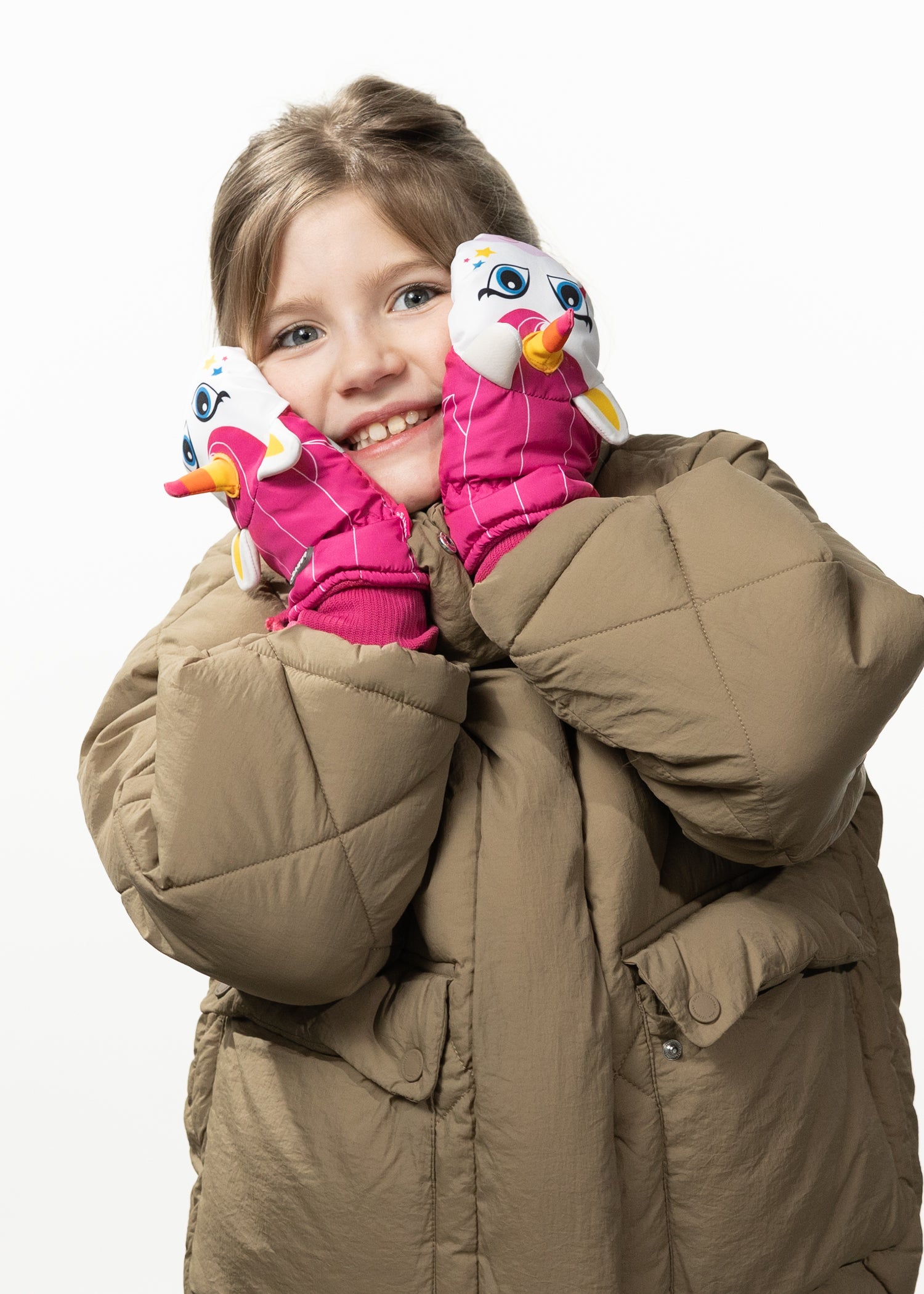 Kids Nylon Mitts 3D fuchsia - Front