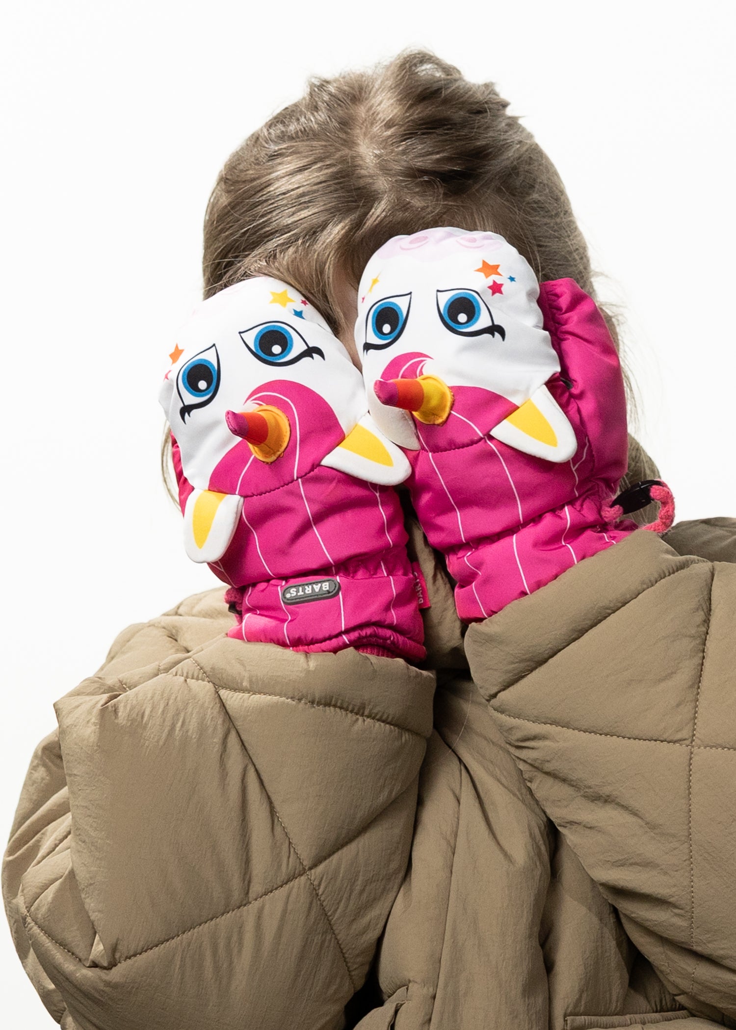 Kids Nylon Mitts 3D fuchsia - Front