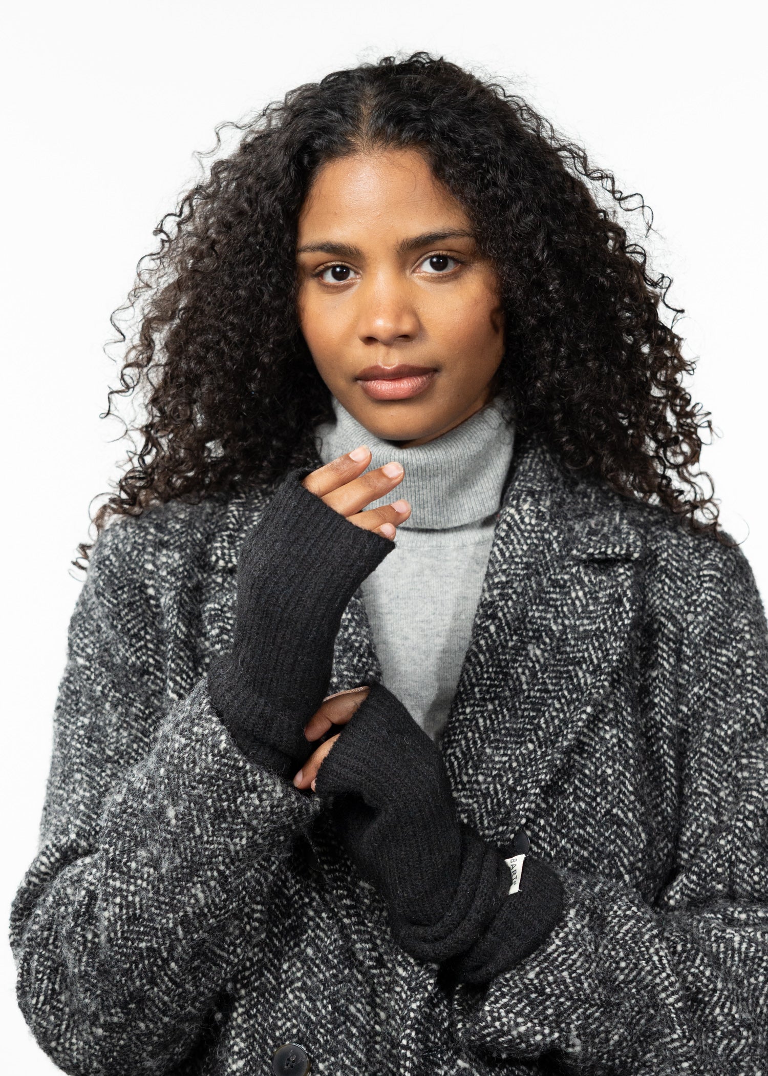 Women Darty Fingerless Gloves black - Front