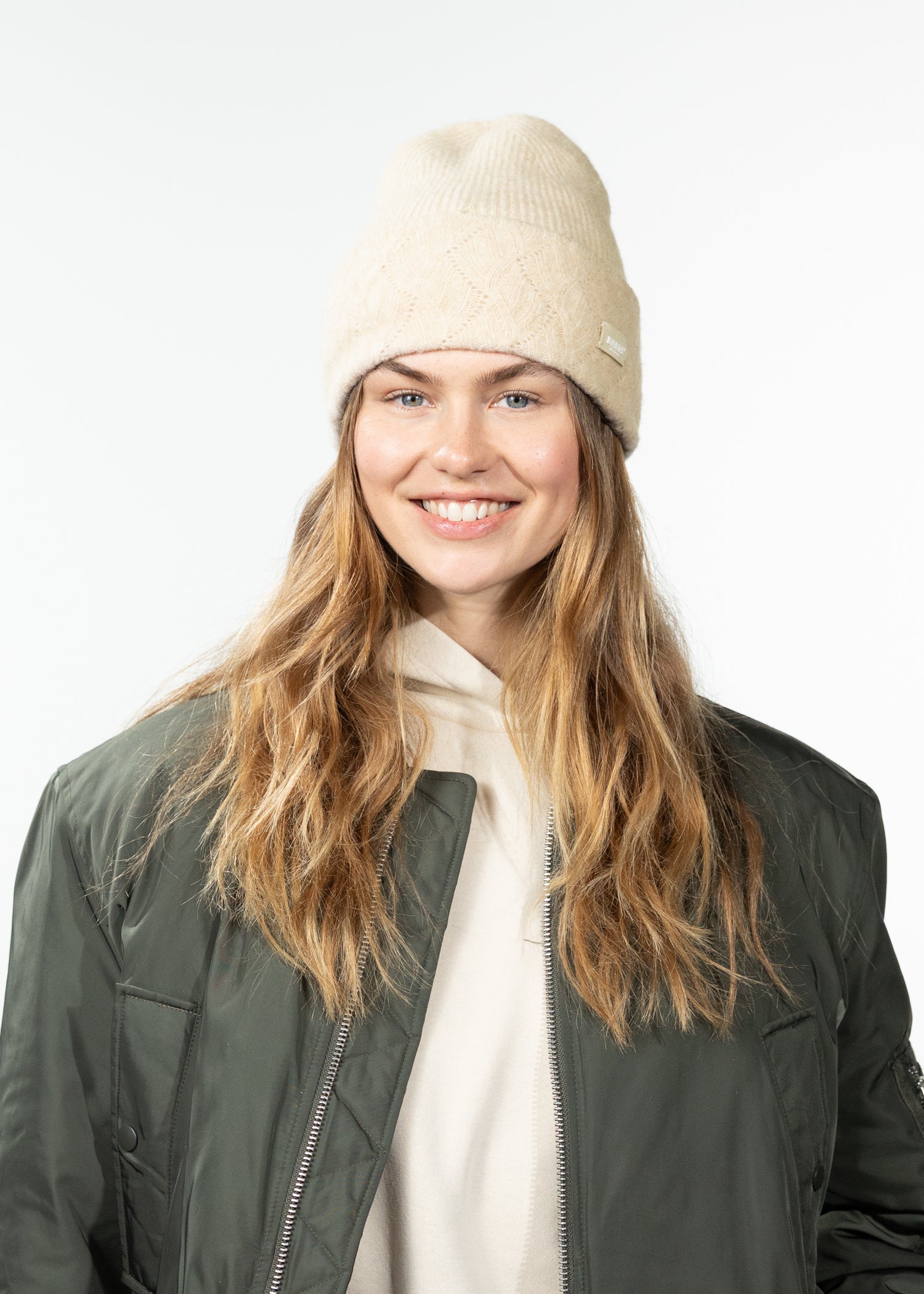 Women Sunnybird Beanie beige - Front