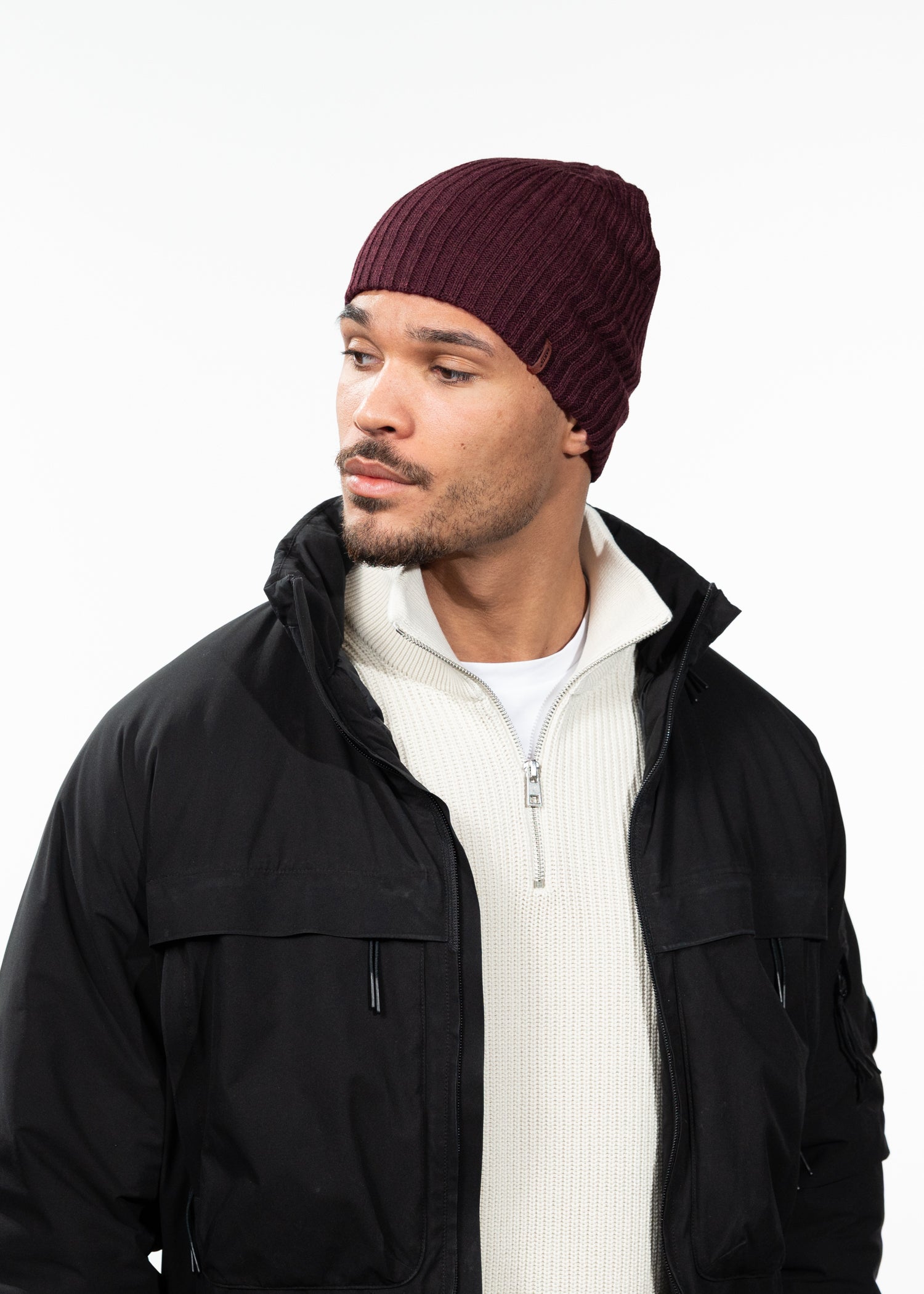 Men Wilbert Beanie burgundy - Side