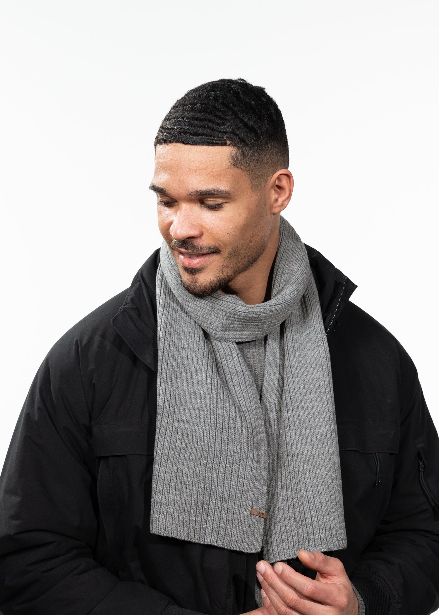 Men Wilbert Scarf heather grey - Front