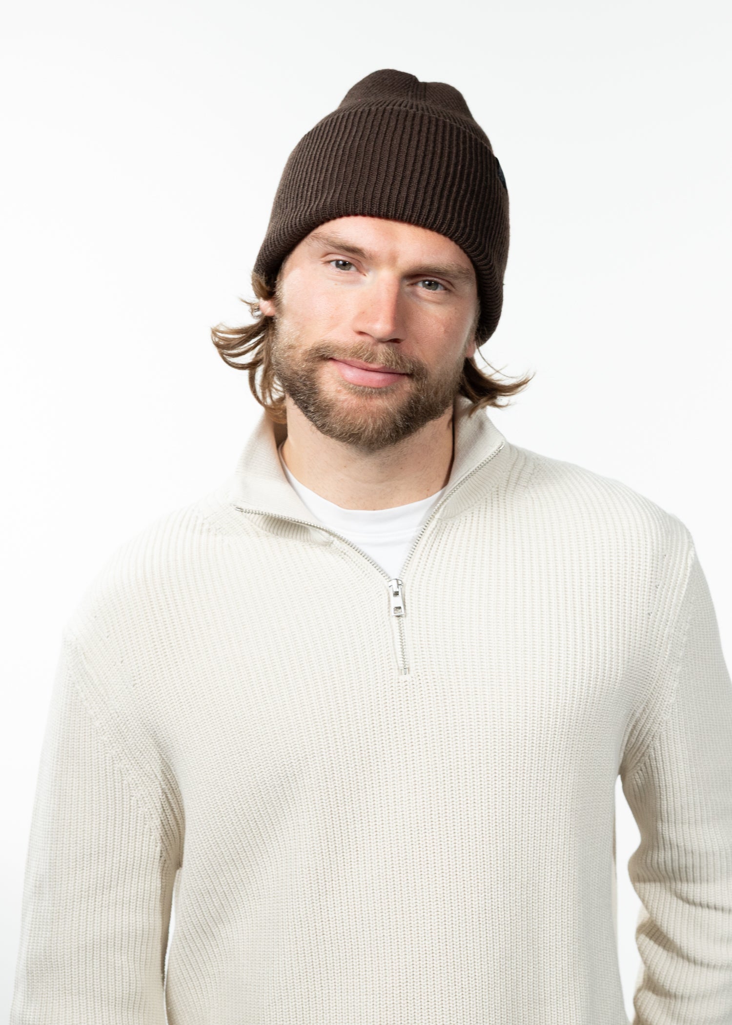 Unisex Haveno Beanie dark brown - Front