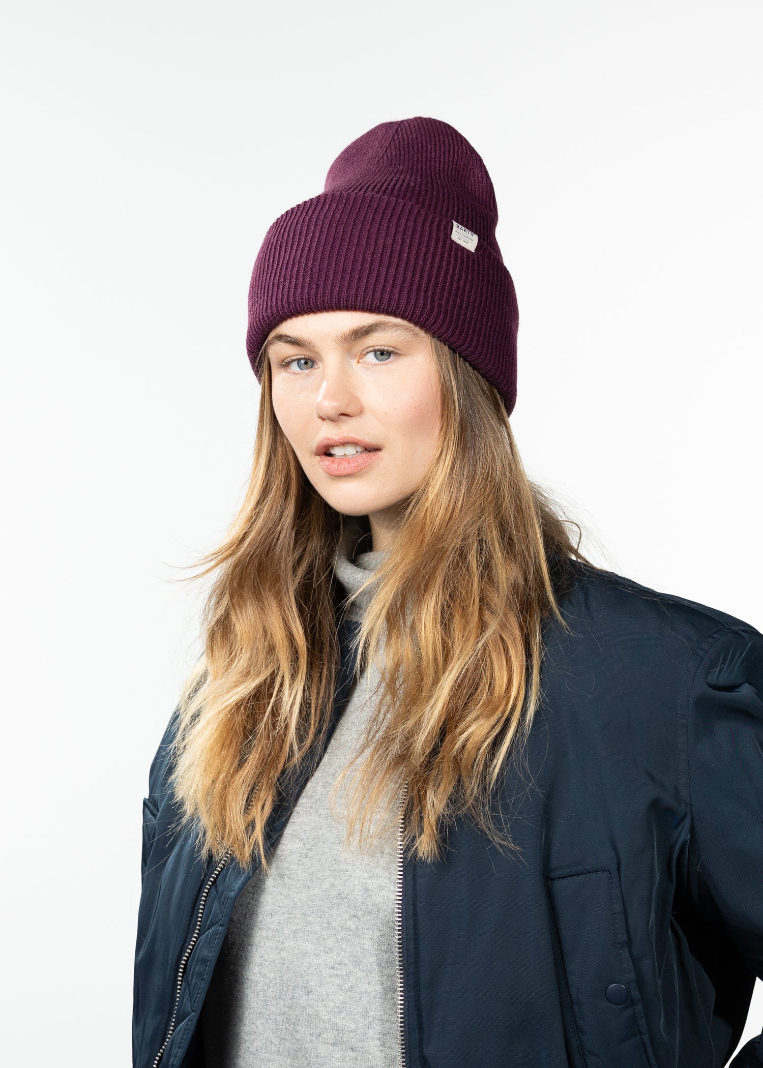 Unisex Haveno Beanie aubergine - Side