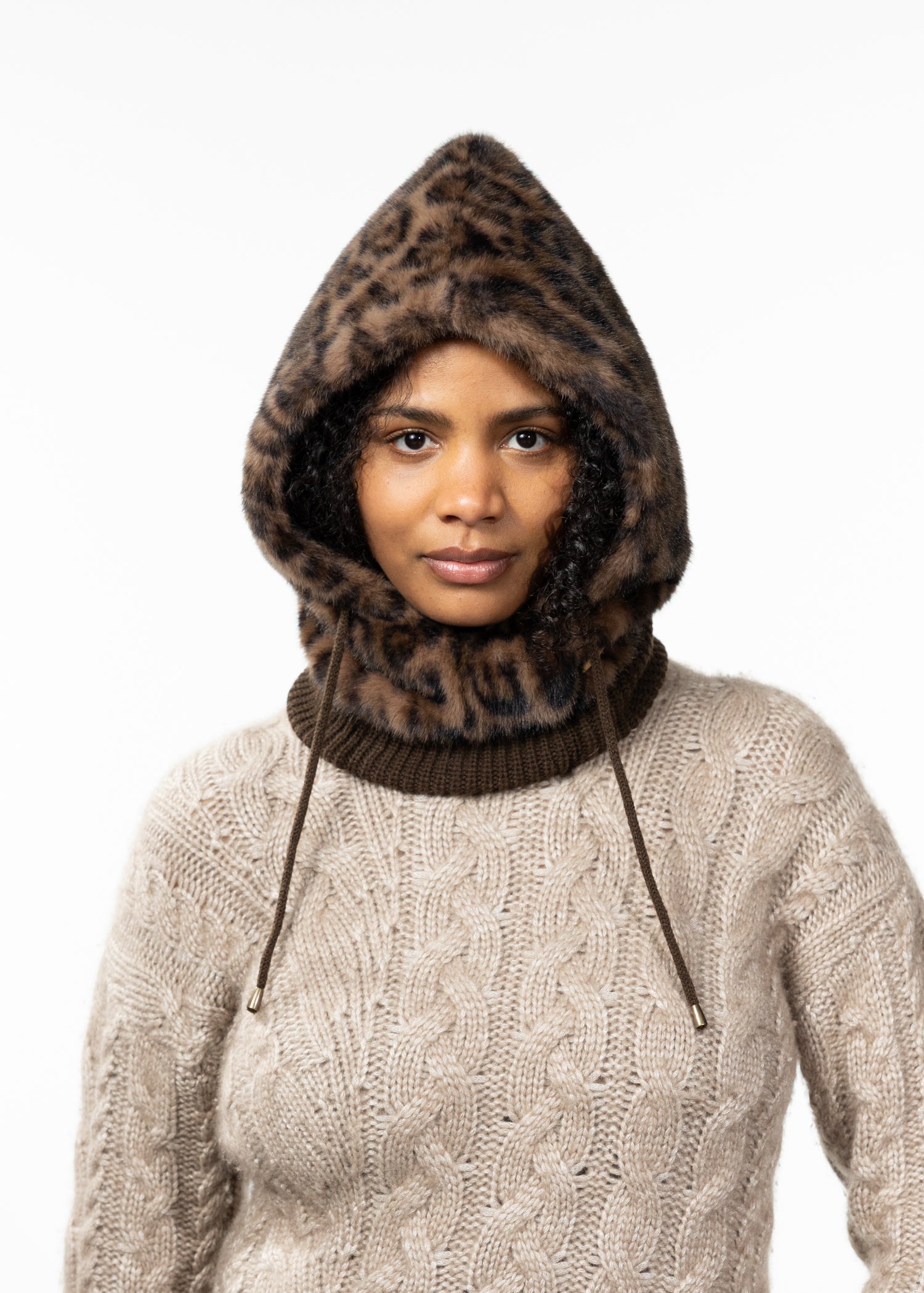 Women Eliess Hood print brown - Front
