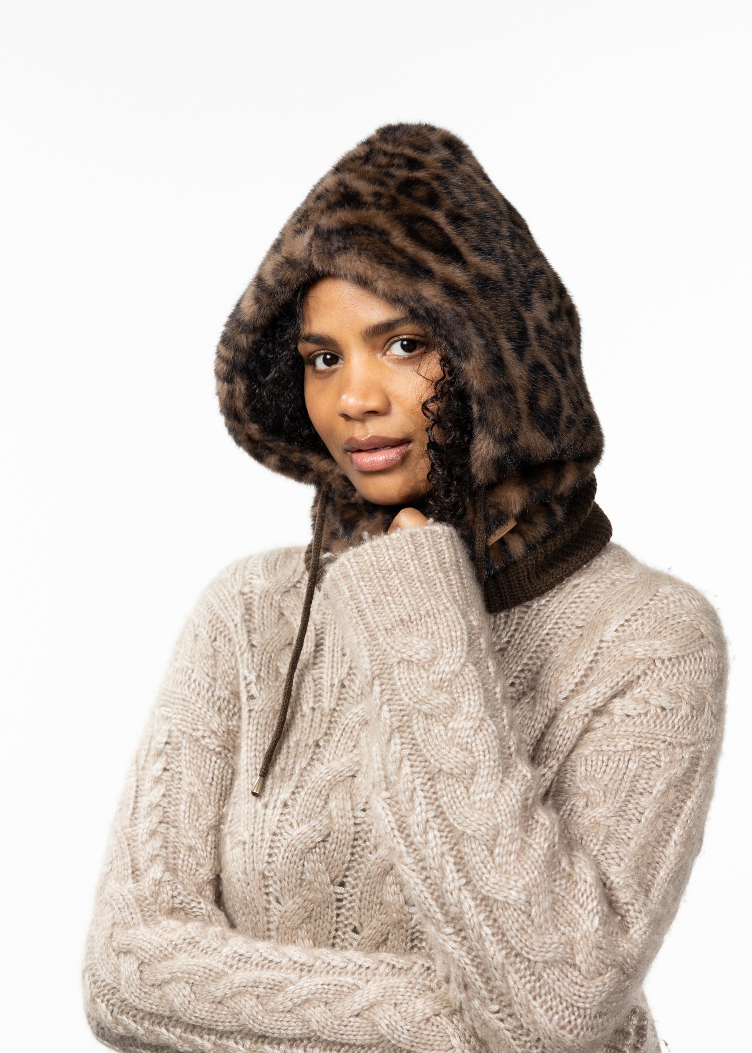 Women Eliess Hood print brown - Side