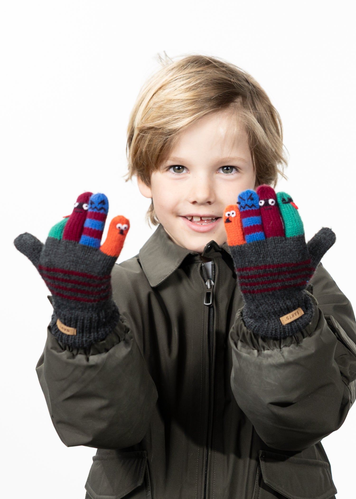 Kids Puppeteer Gloves dark heather - Front