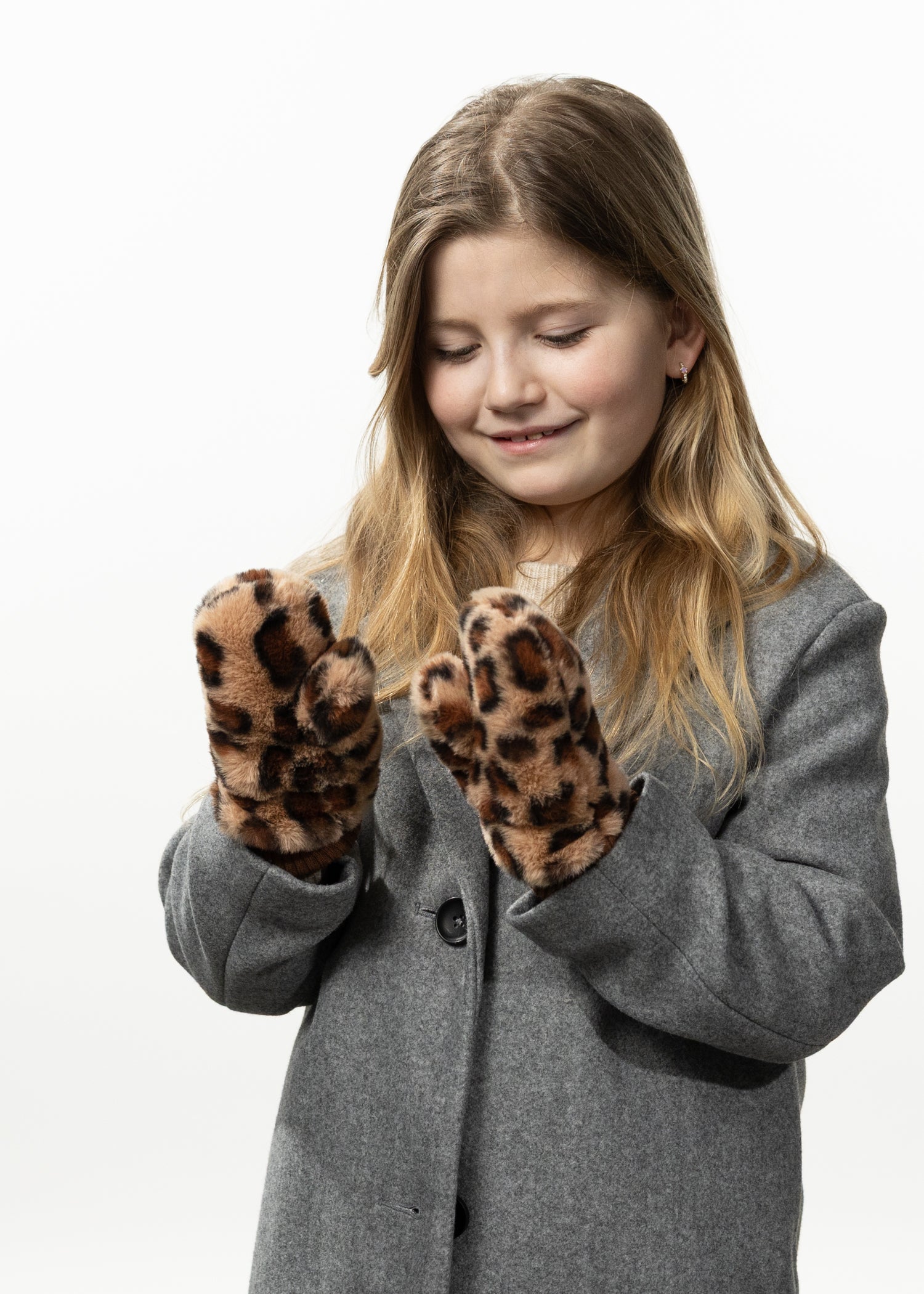 Kids Ugasu Mitts print brown - Front