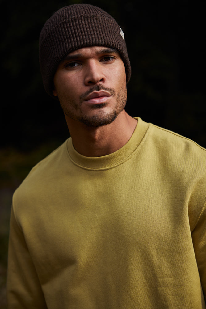 Men Stonel Beanie dark brown - Model