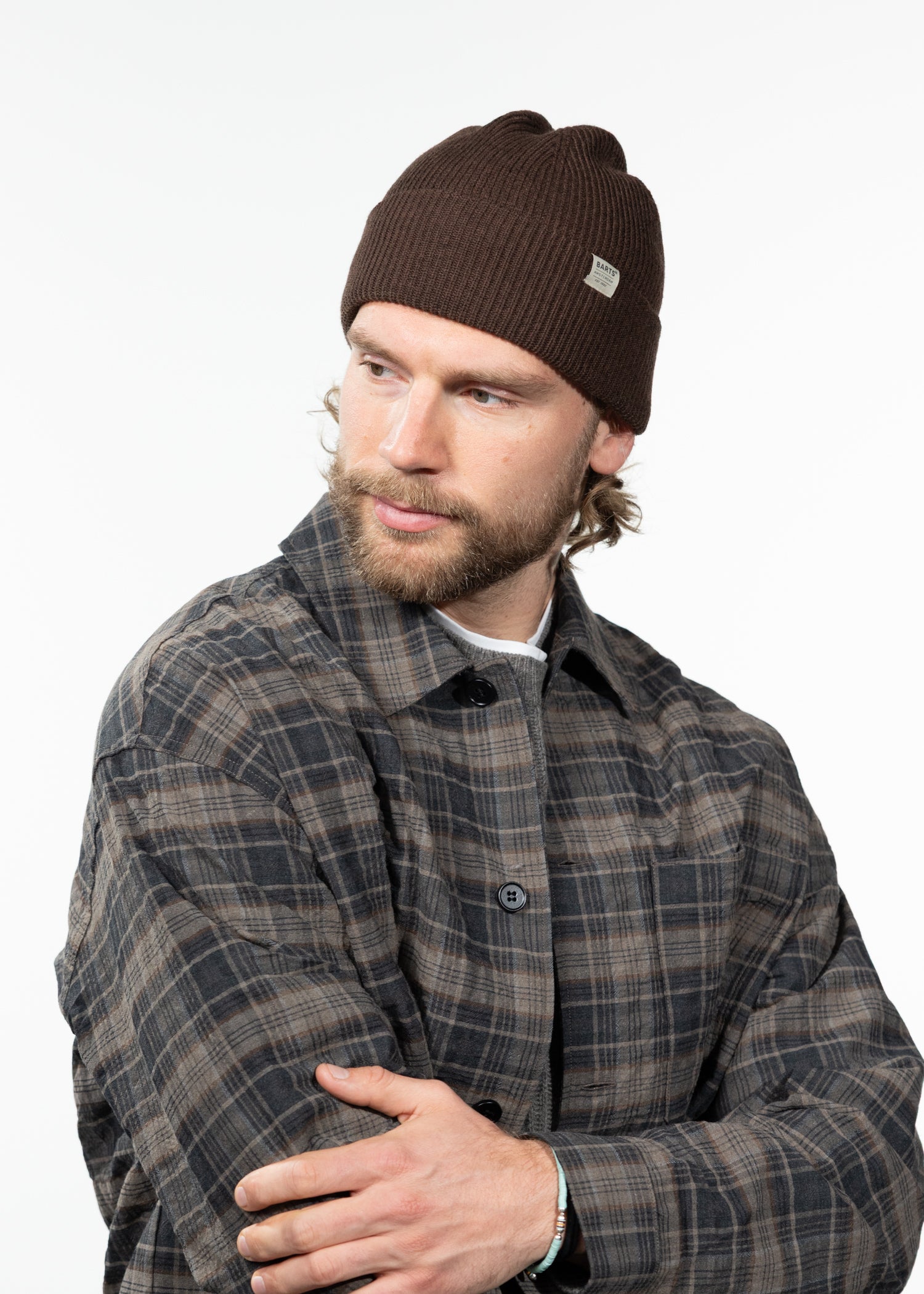 Men Stonel Beanie dark brown - Side