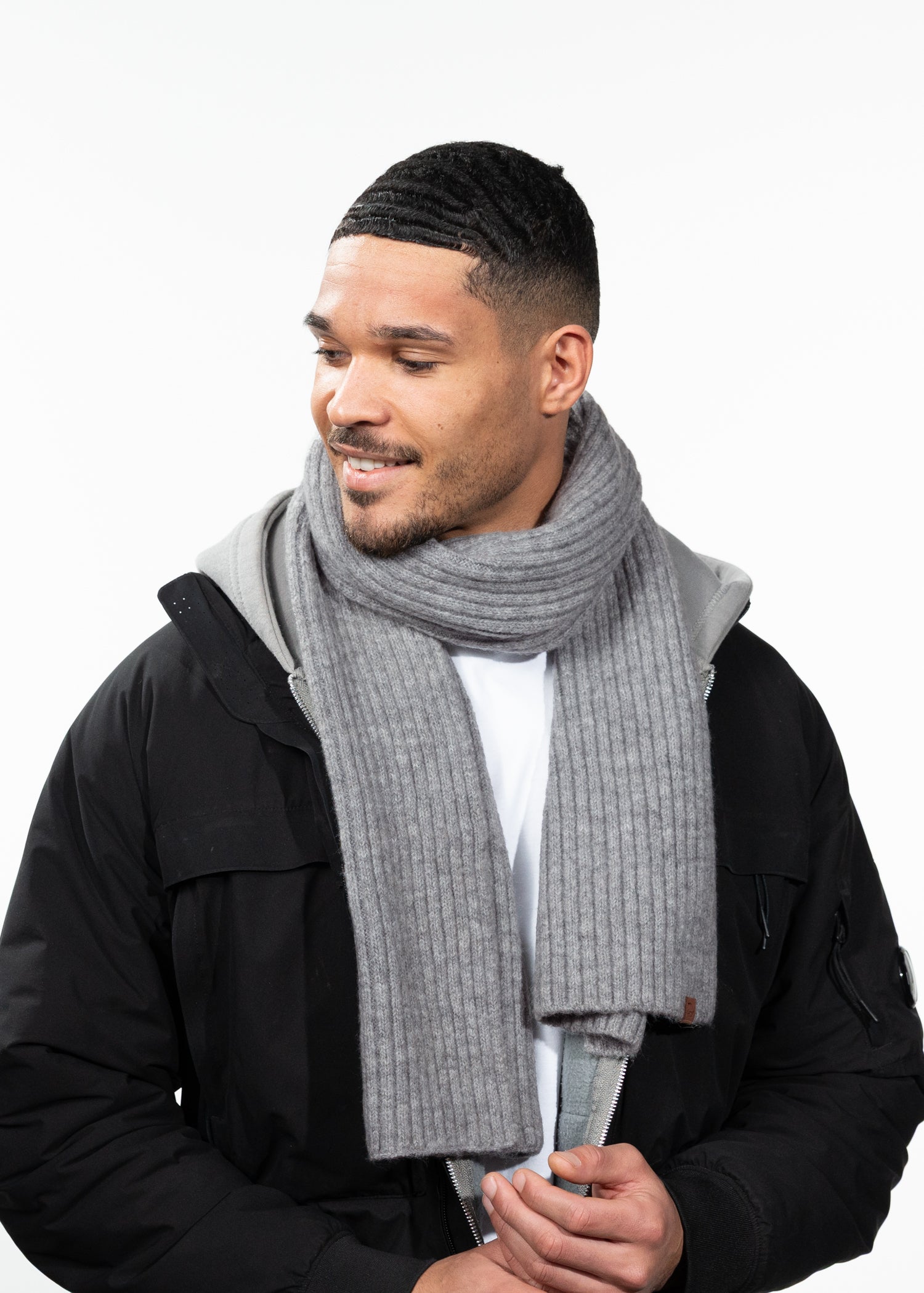 Men Wyoni Scarf heather grey - Front