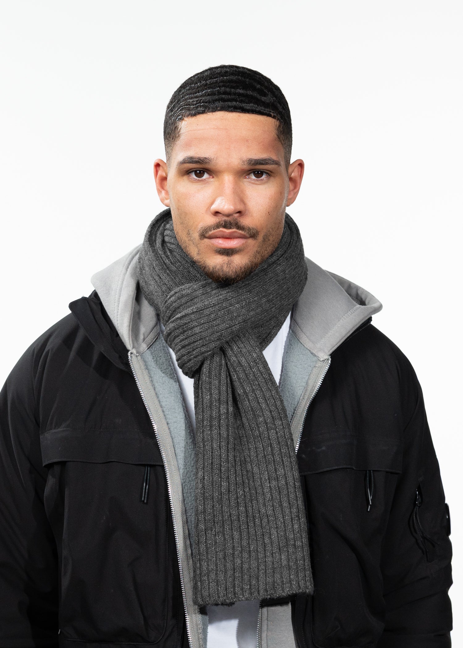 Men Wyoni Scarf dark heather - Front