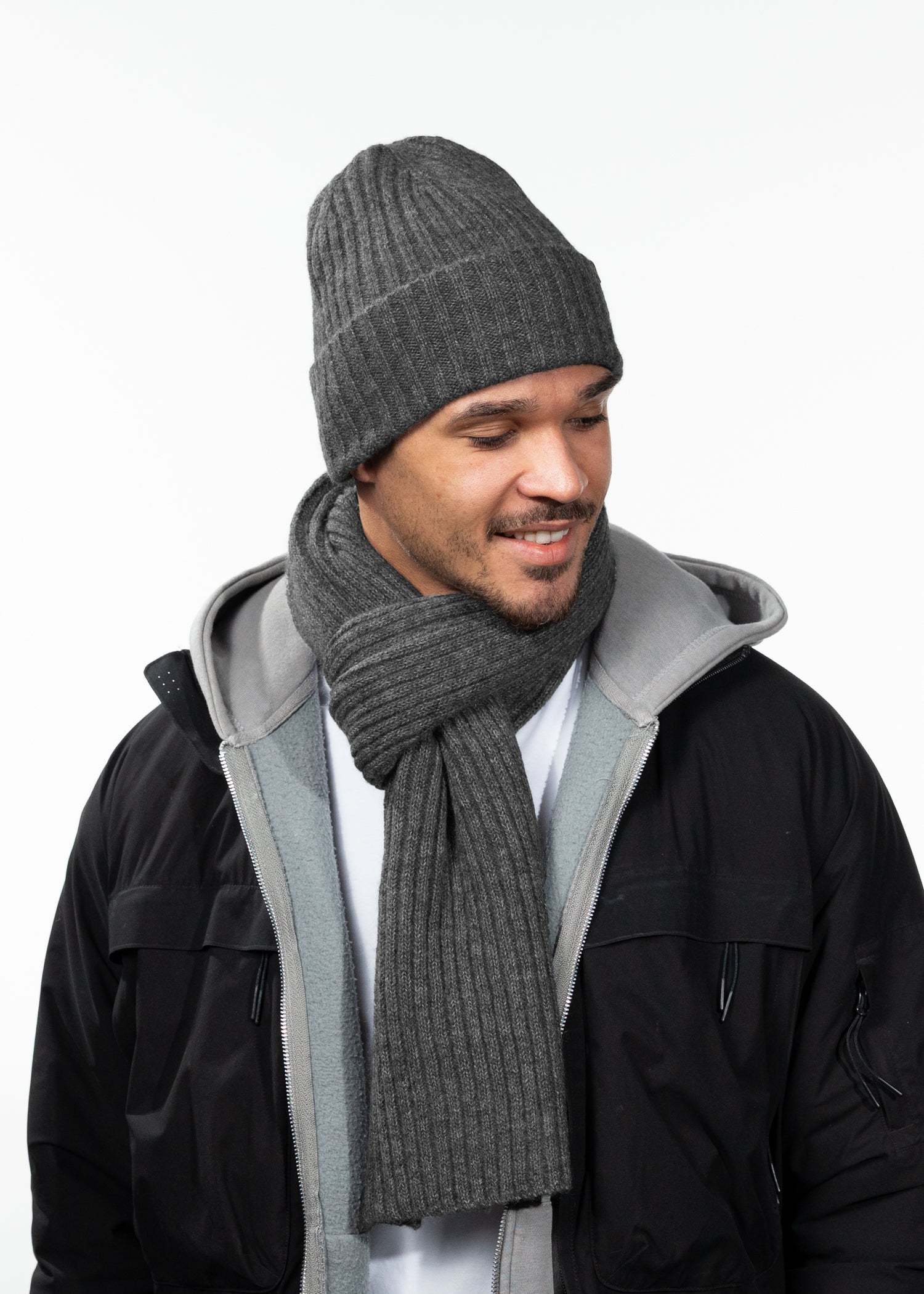 Men Wyoni Scarf dark heather - Front