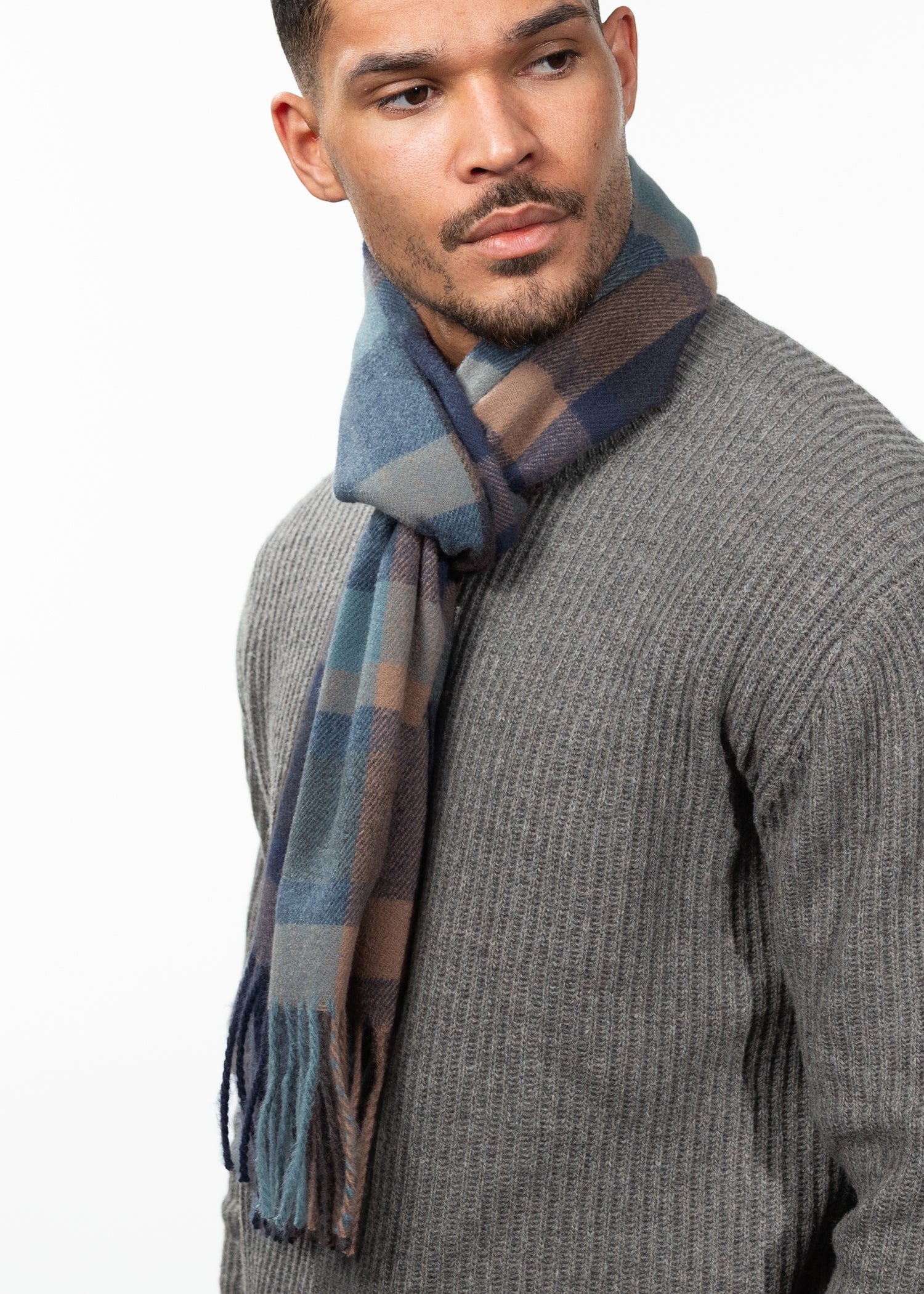 Men Ketill Scarf blue - Side
