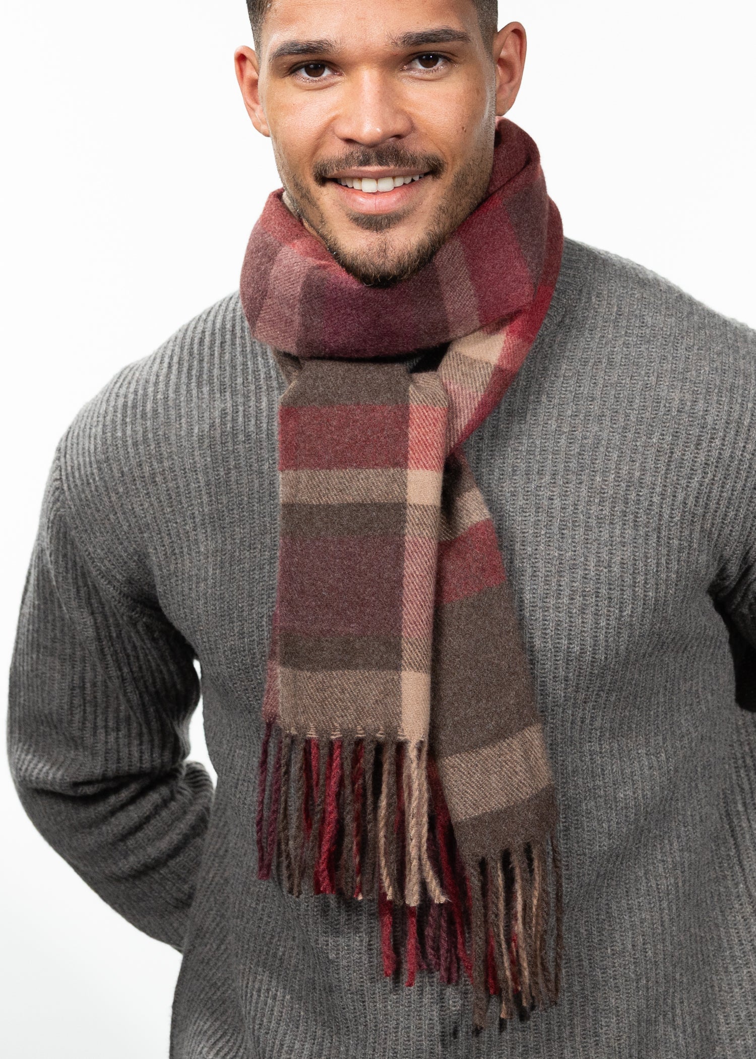 Men Ketill Scarf brown - Front