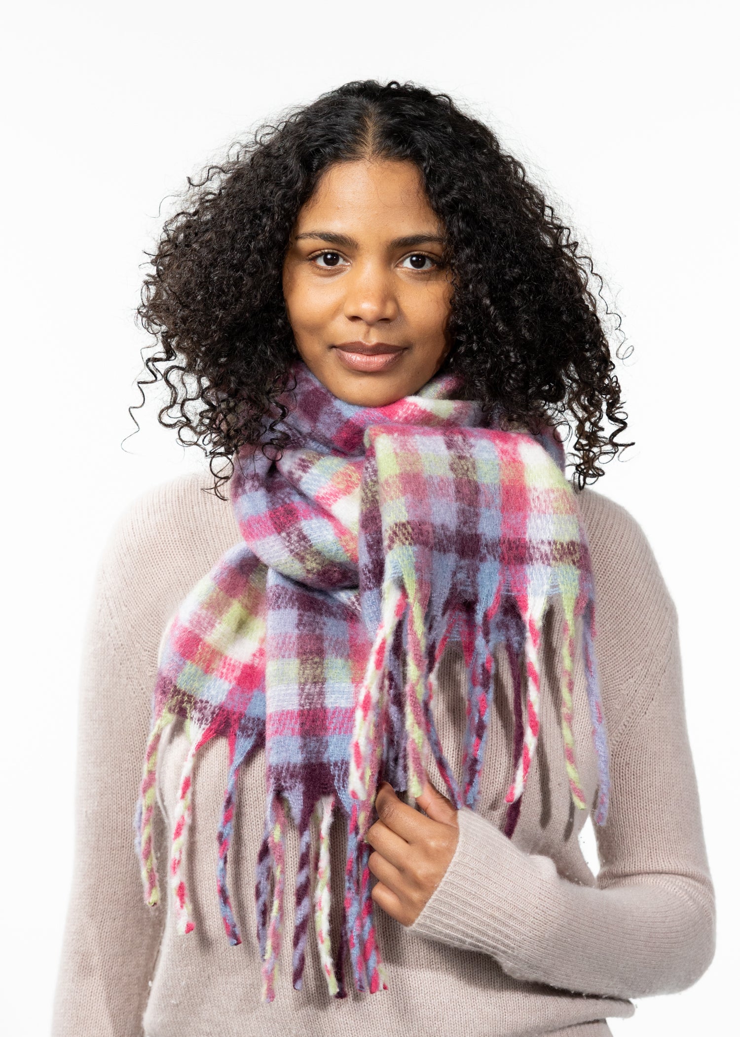 Women Plaity Scarf fuchsia - Front