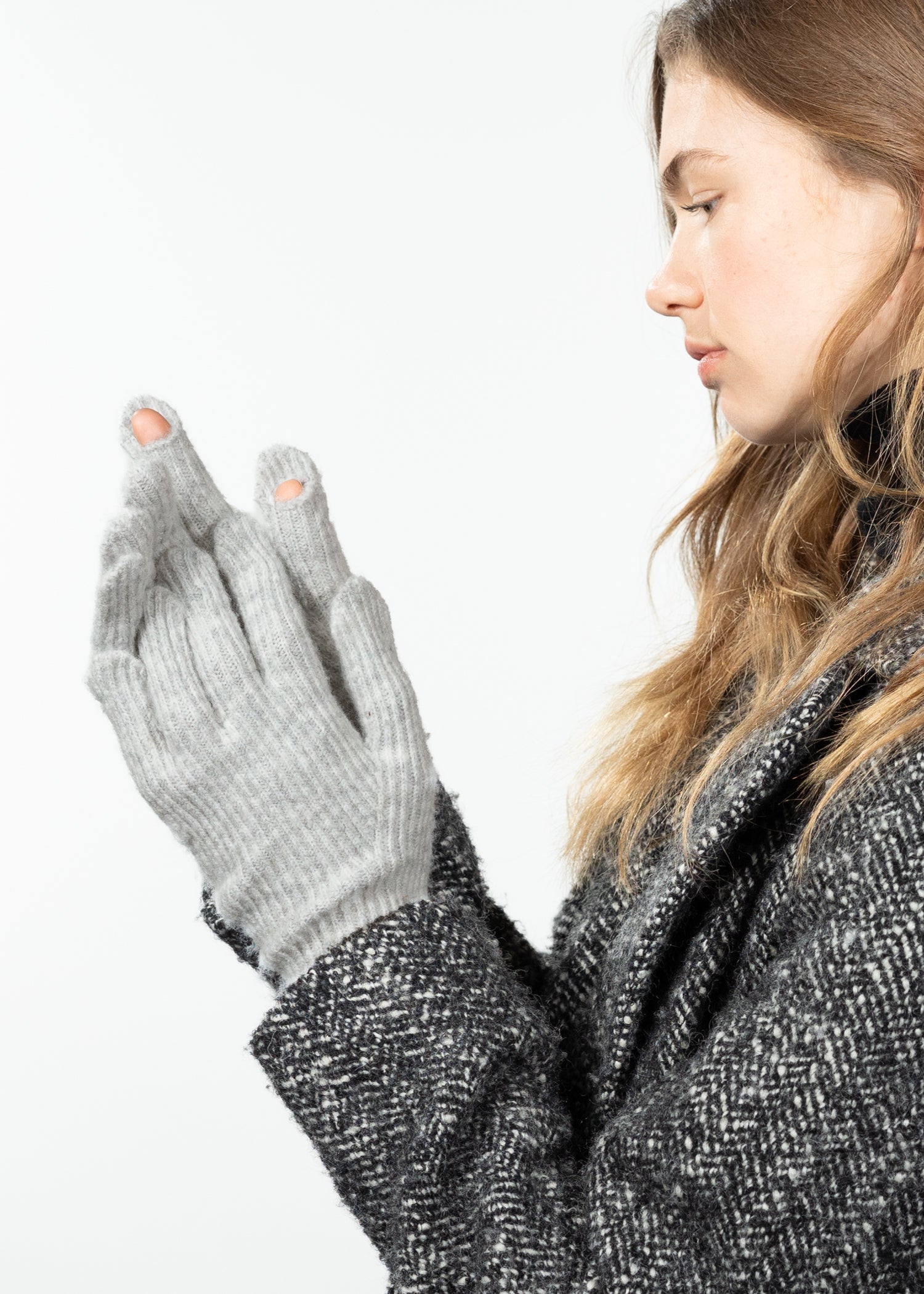 Women Darty Gloves heather grey - Side