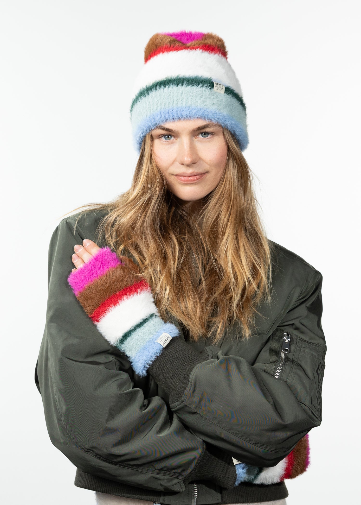 Women Kumana Fingerless Gloves blue - Front