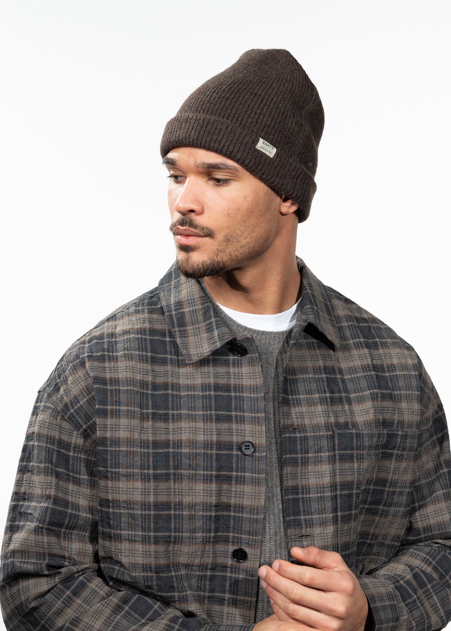 Unisex Aatos Beanie dark brown - Side