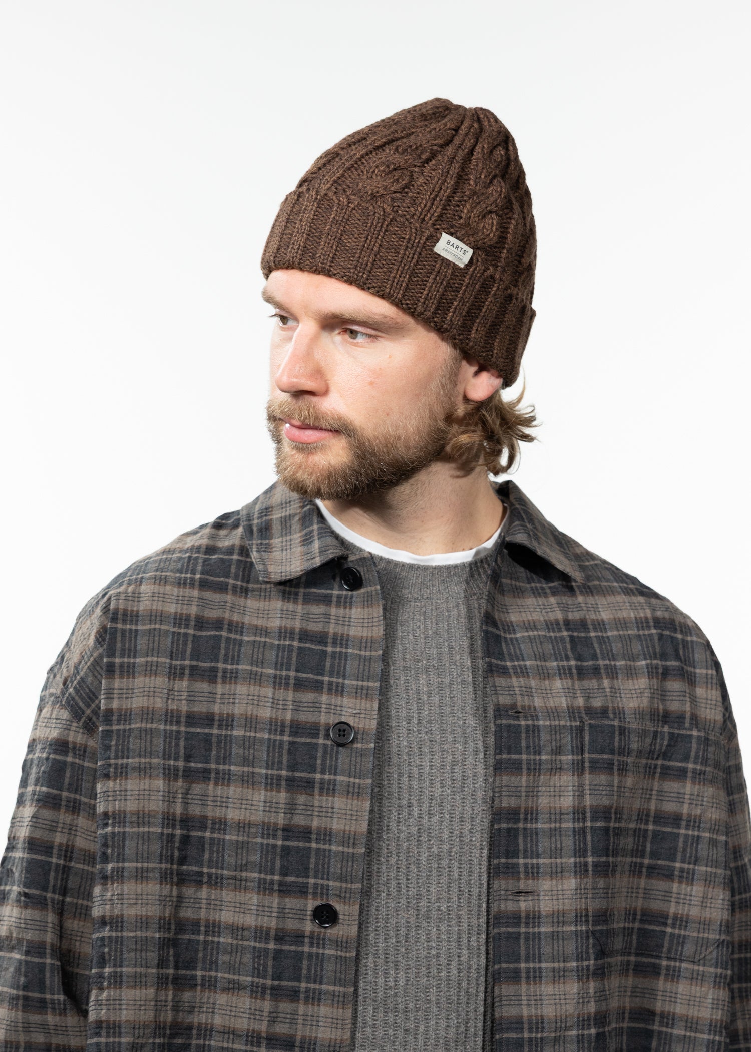 Men Kaen Beanie brown - Side