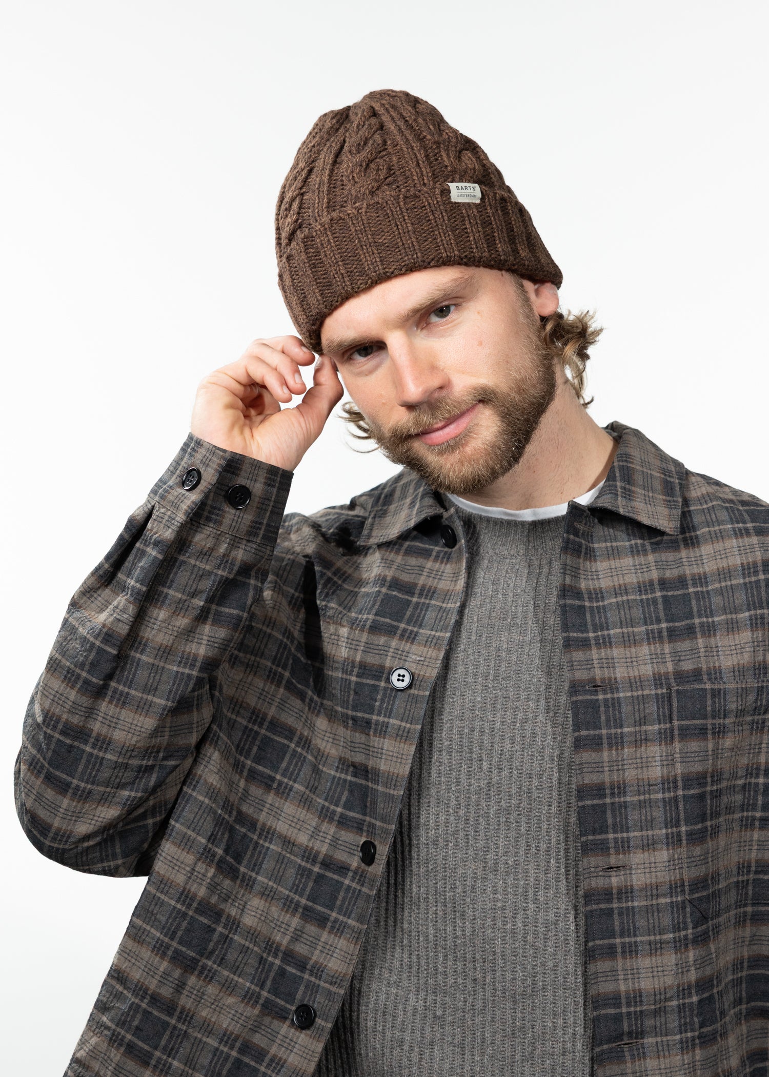 Men Kaen Beanie brown - Side