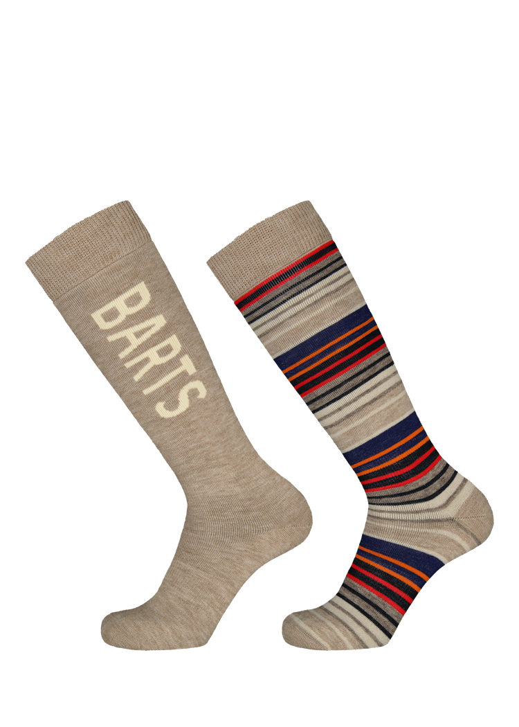 Unisex Basic Skisock 2 Pack Stripe light brown
