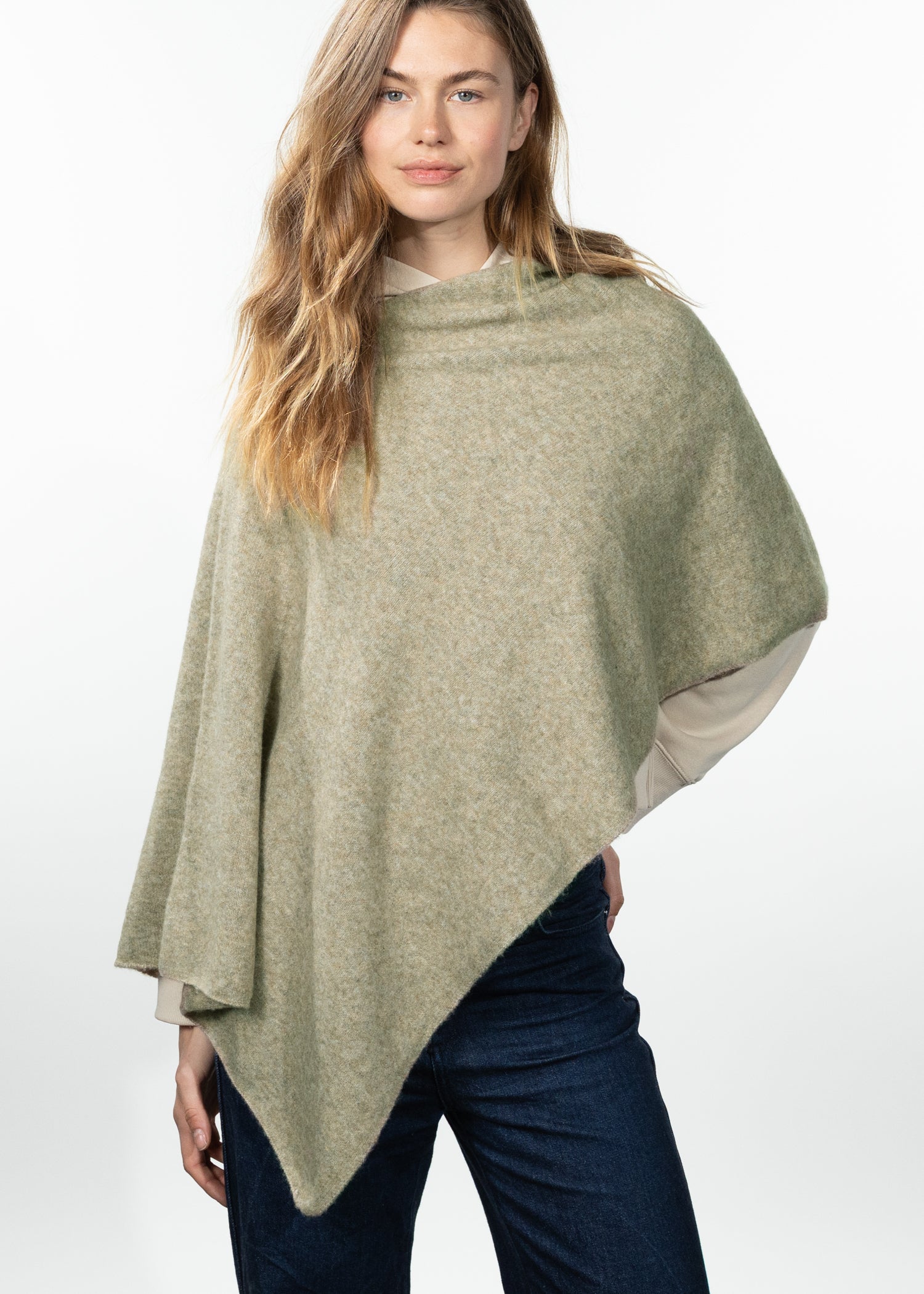 Women Bethina Poncho pale army - Front