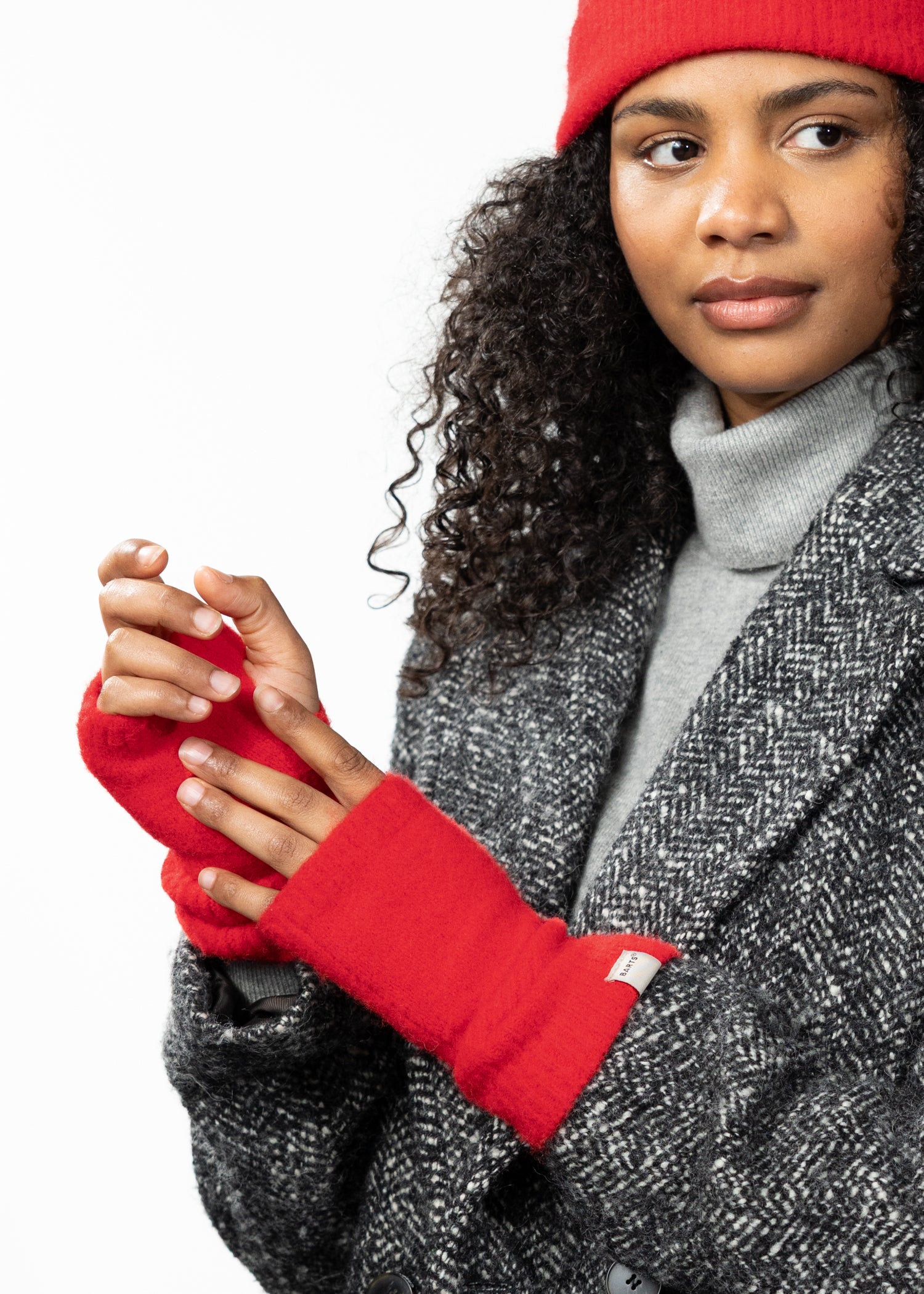 Women Fhearna Fingerless Gloves red - Side