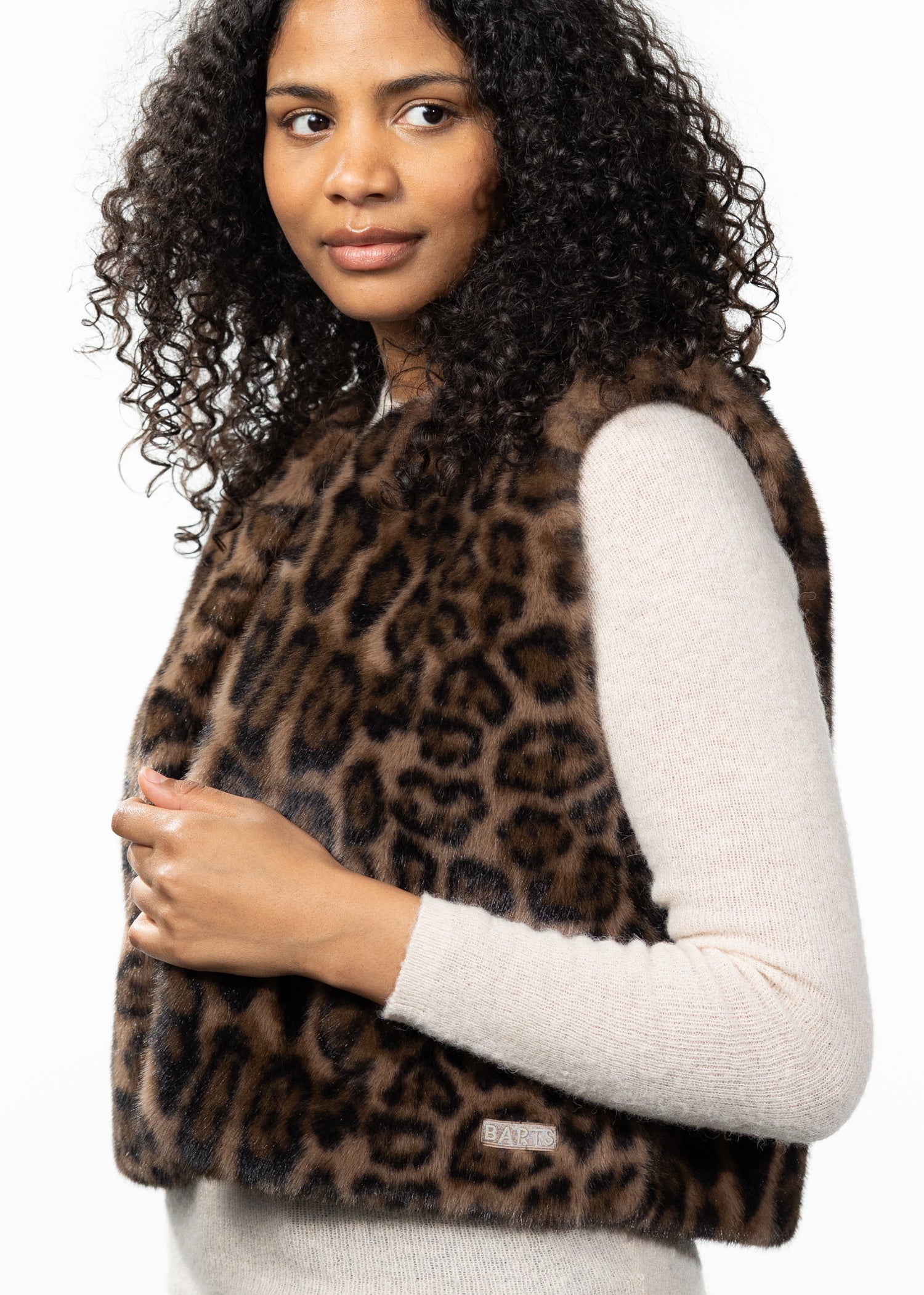 Women Annaliese Gilet print brown - Side
