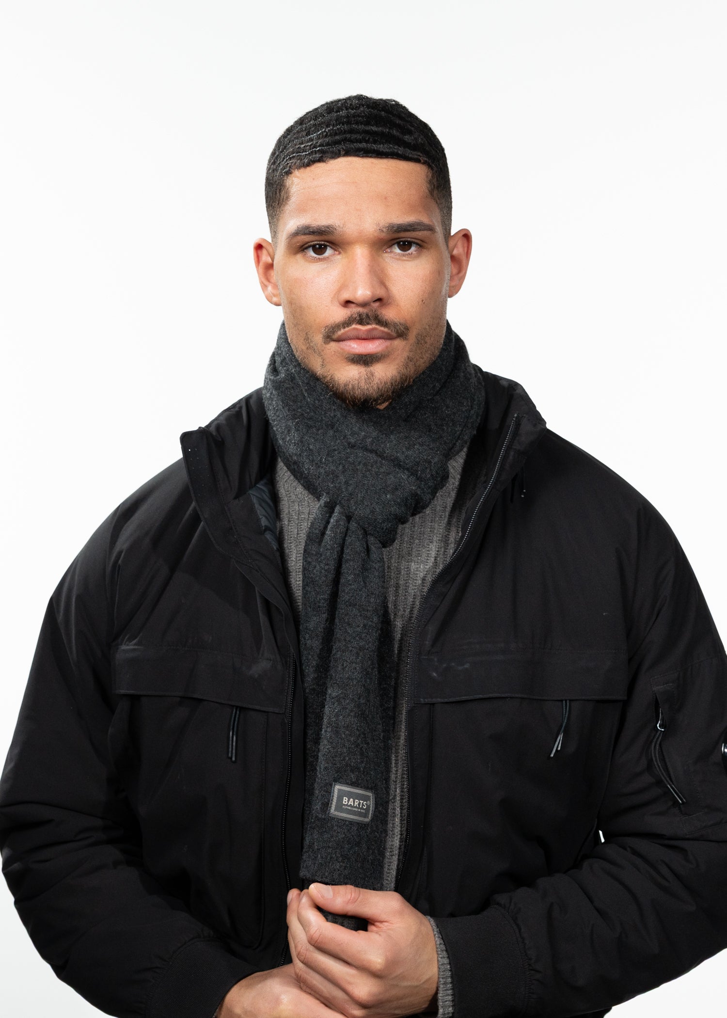 Men Grindewald Scarf dark heather - Front